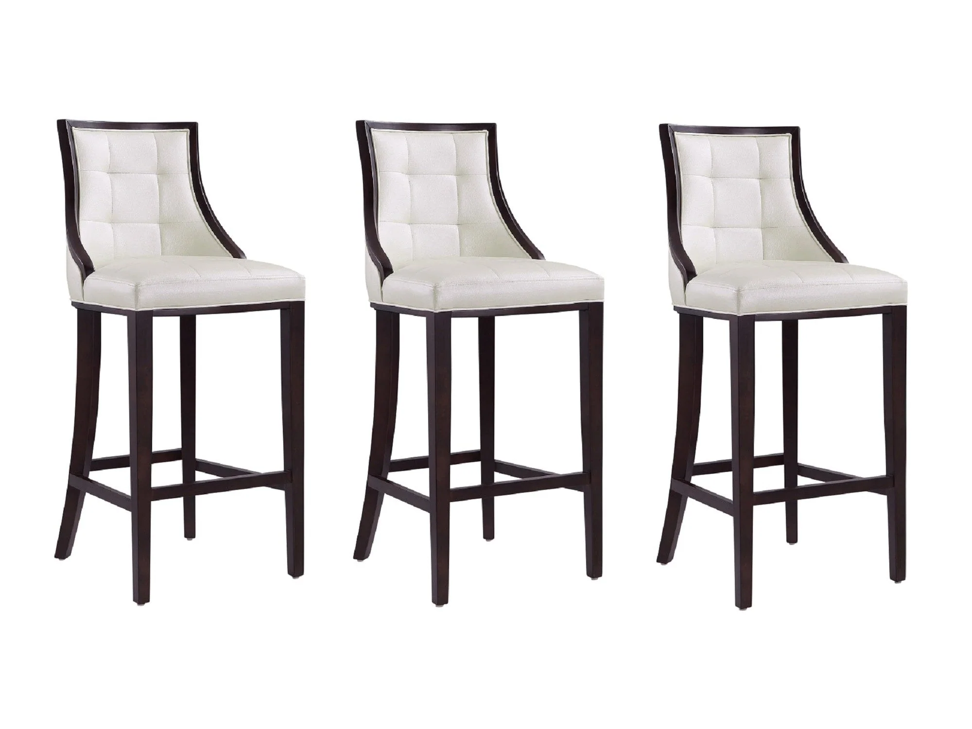 Fifth Avenue Bar Stool in Pearl White and Walnut (set of 3)