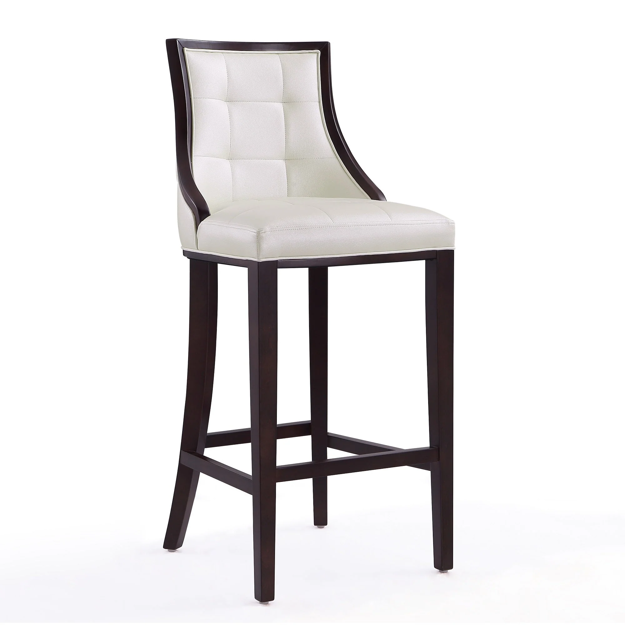 Fifth Avenue Bar Stool in Pearl White and Walnut (set of 3) - Image 4