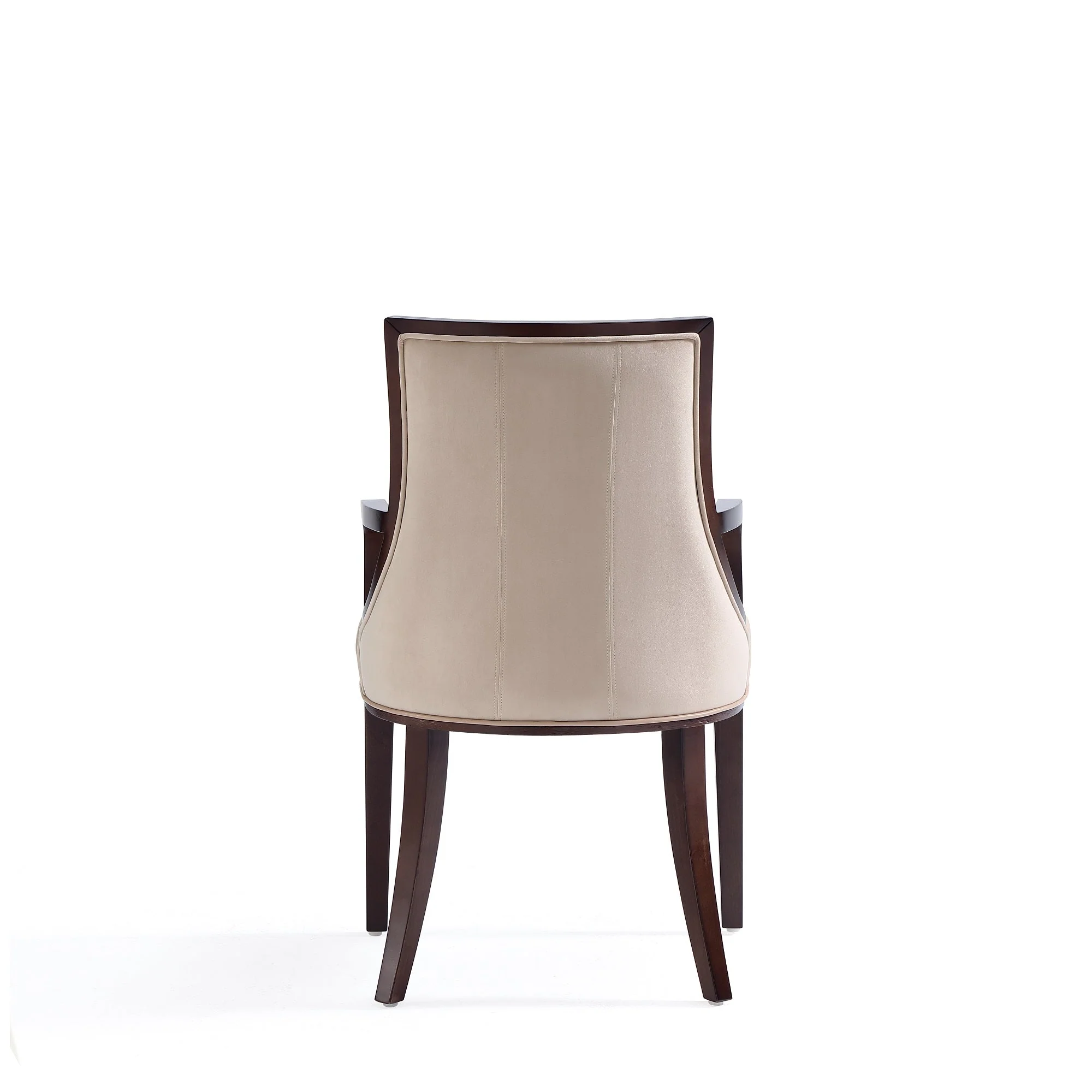 Fifth Avenue Faux Leather and Velvet Dining Armchair in Tan and Walnut - Image 7