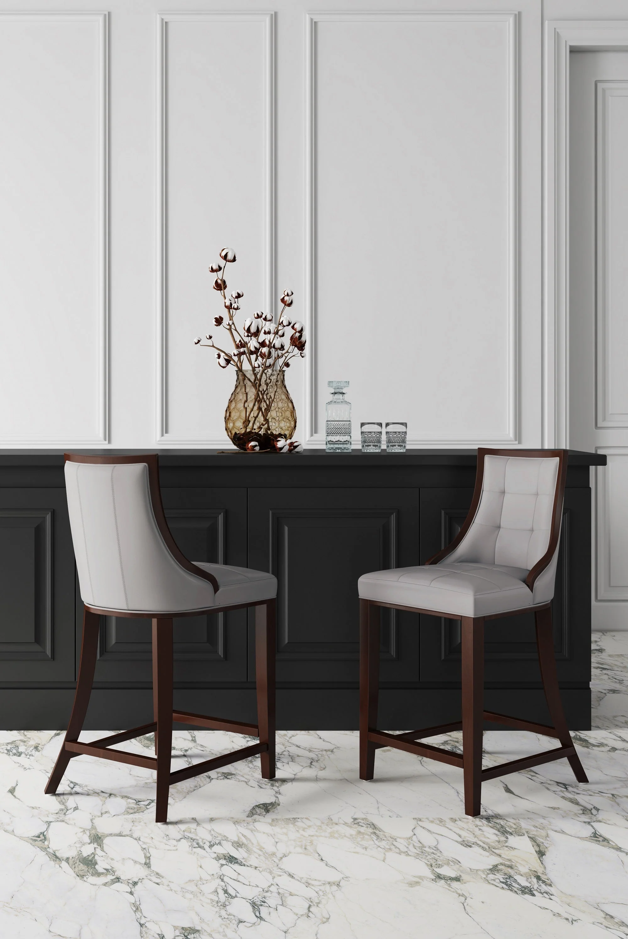Fifth Avenue Faux Leather Counter Stool in Light Grey - Image 2