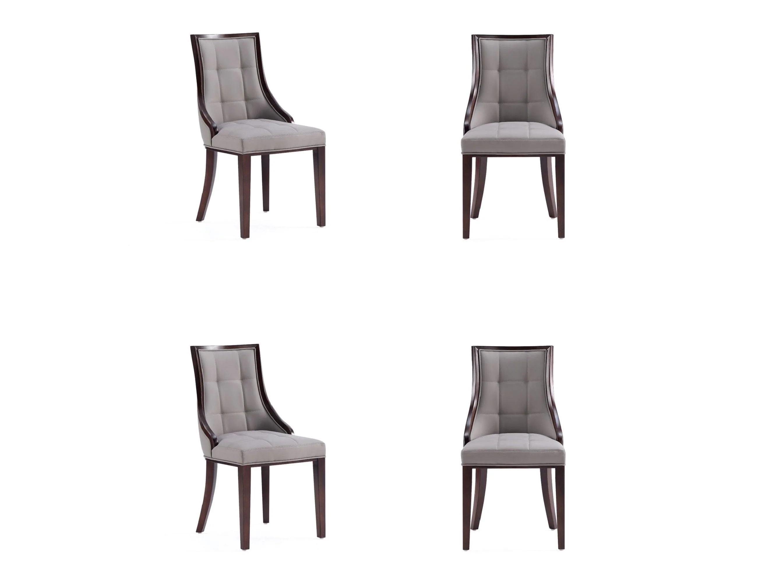 Fifth Avenue Faux Leather Dining Chair in Grey and Walnut (set of 4)