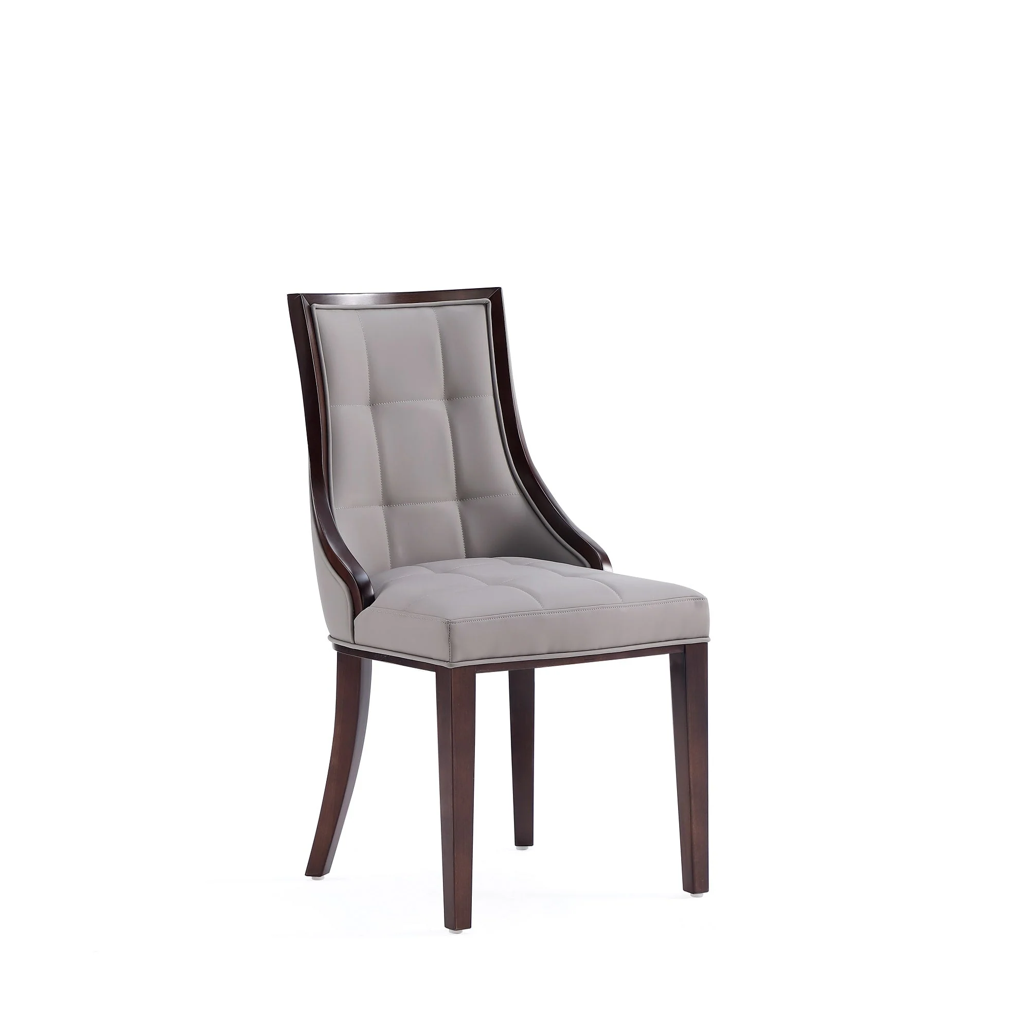 Fifth Avenue Faux Leather Dining Chair in Grey and Walnut (set of 4) - Image 4
