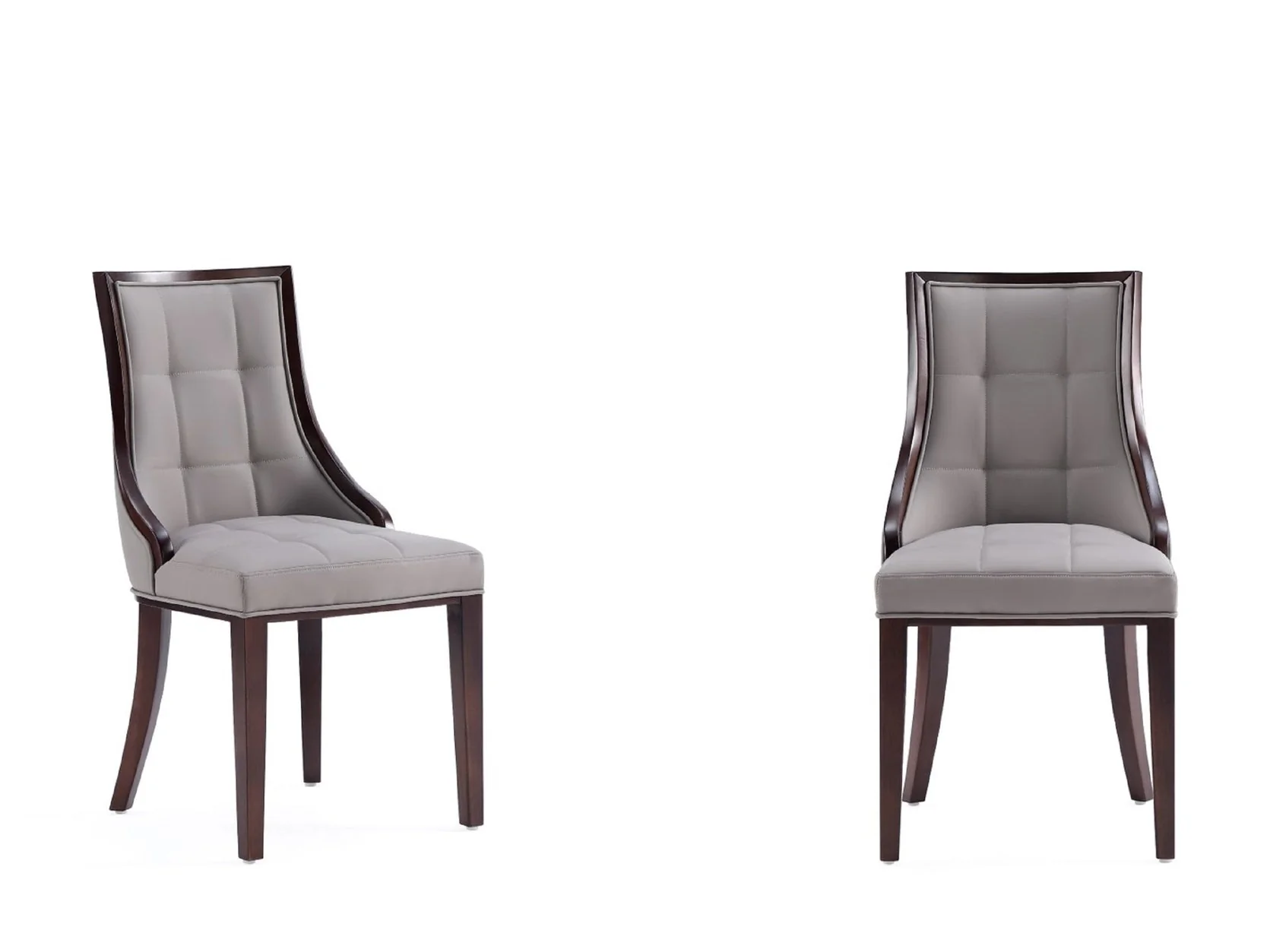 Fifth Avenue Faux Leather Dining Chair (Set of Two) in Grey and Walnut