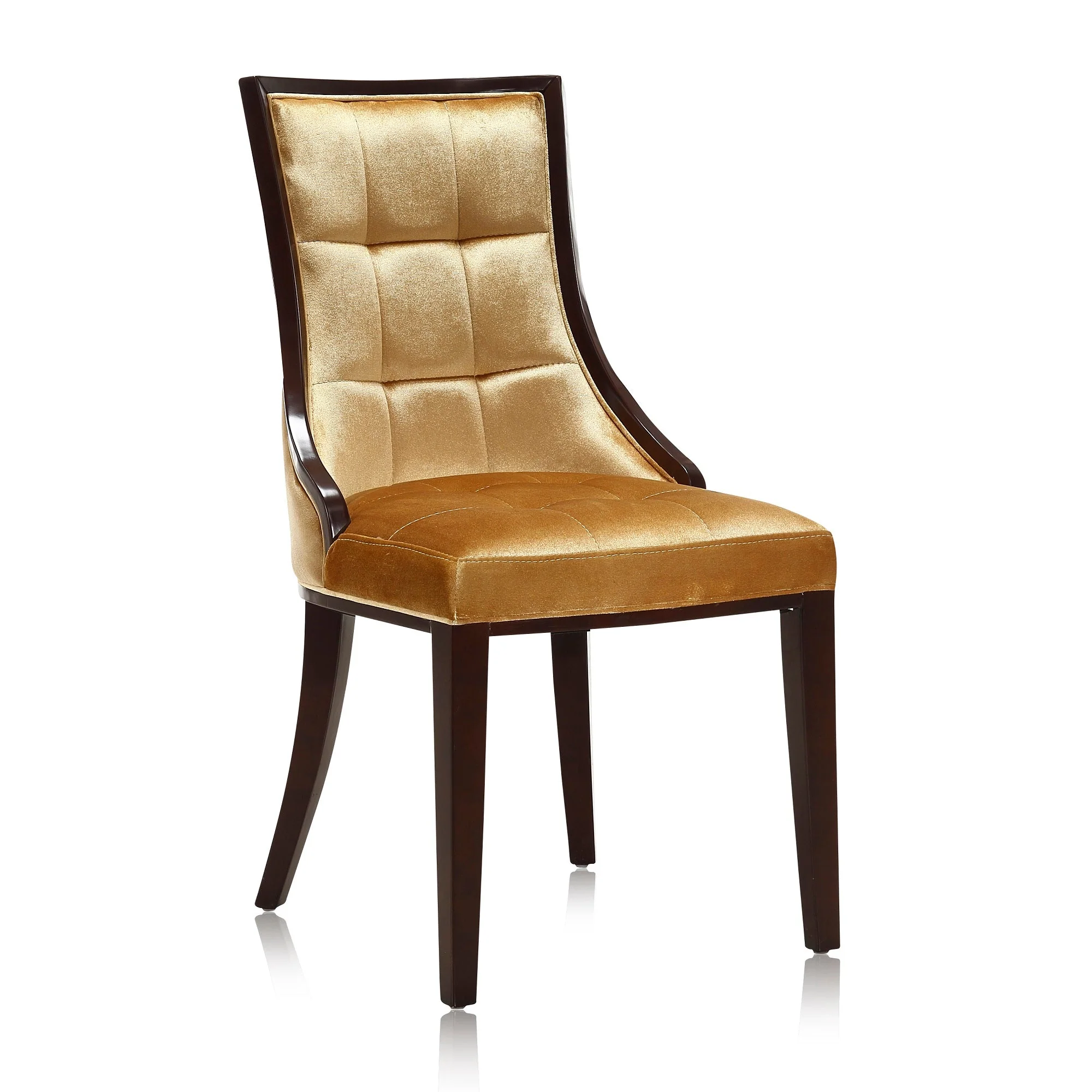 Fifth Avenue Velvet Dining Chair (Set of Two) in Antique Gold and Walnut - Image 5