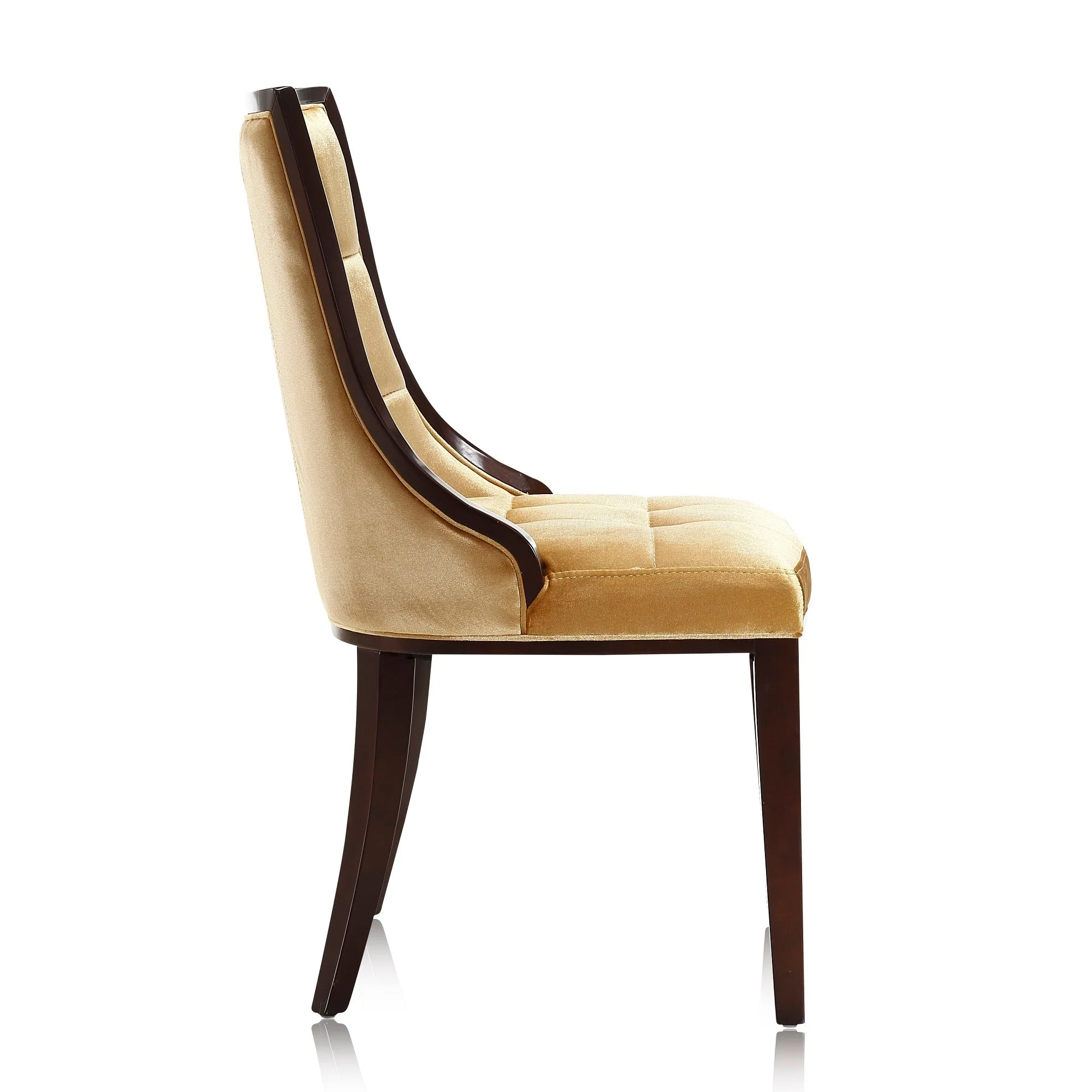 Fifth Avenue Velvet Dining Chair (Set of Two) in Antique Gold and Walnut - Image 6