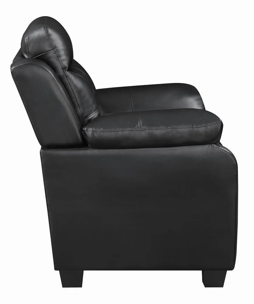 Finley Black Upholstered Padded Arm Tufted Living Room Set - Image 5