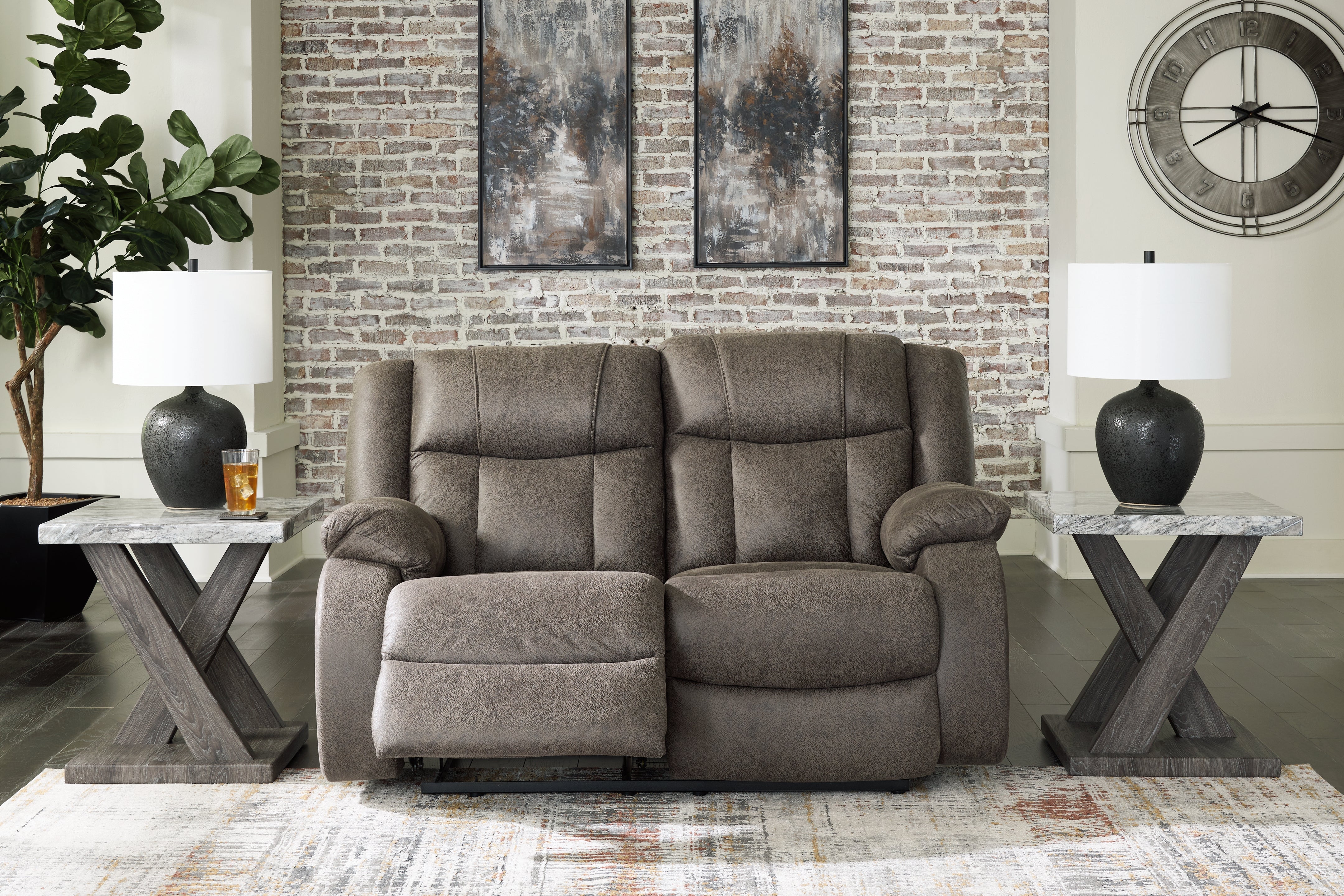 First Base Gunmetal Reclining Living Room Set - Image 22