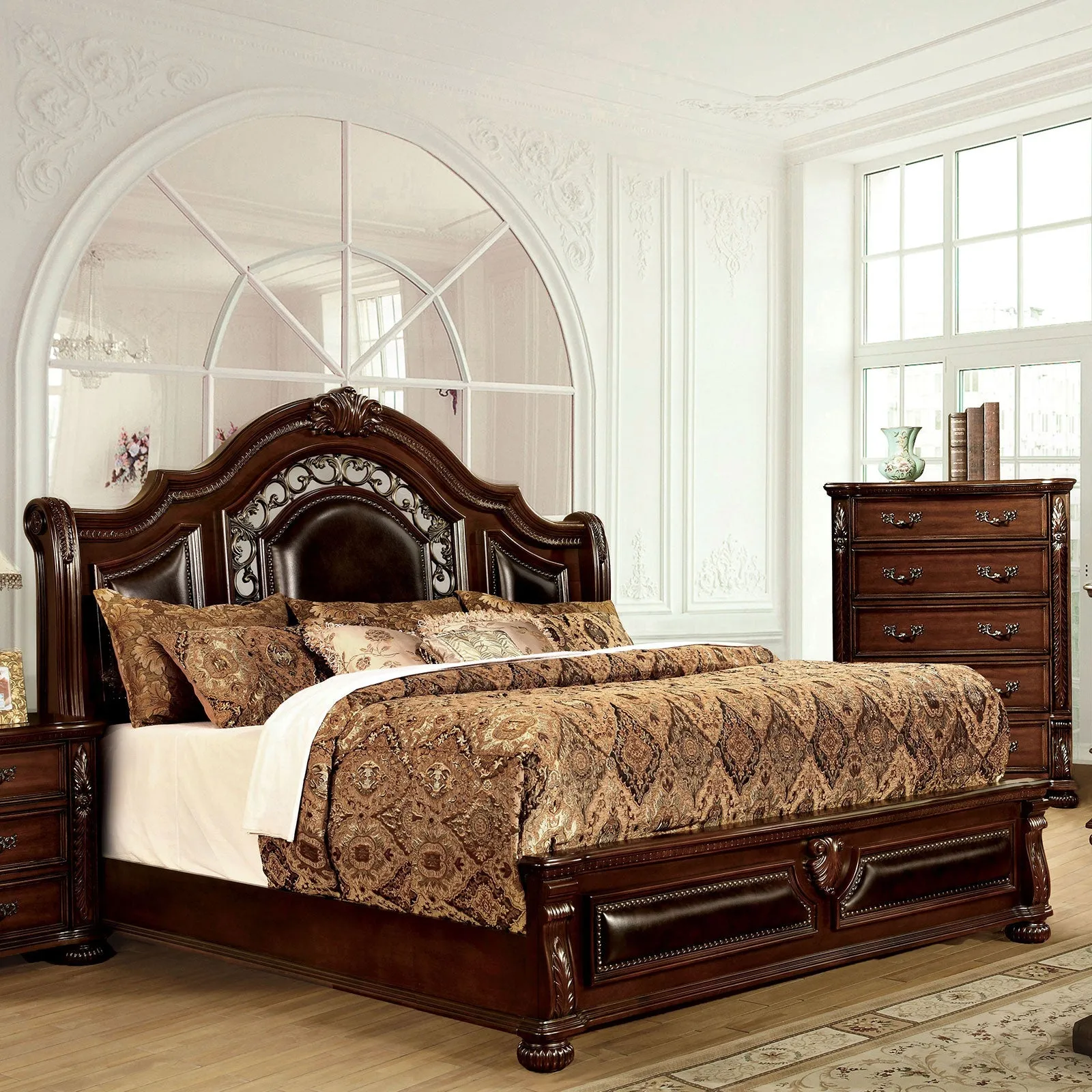 Flandreau Brown Cherry/Espresso 5-Piece Queen Bedroom Set - Image 3