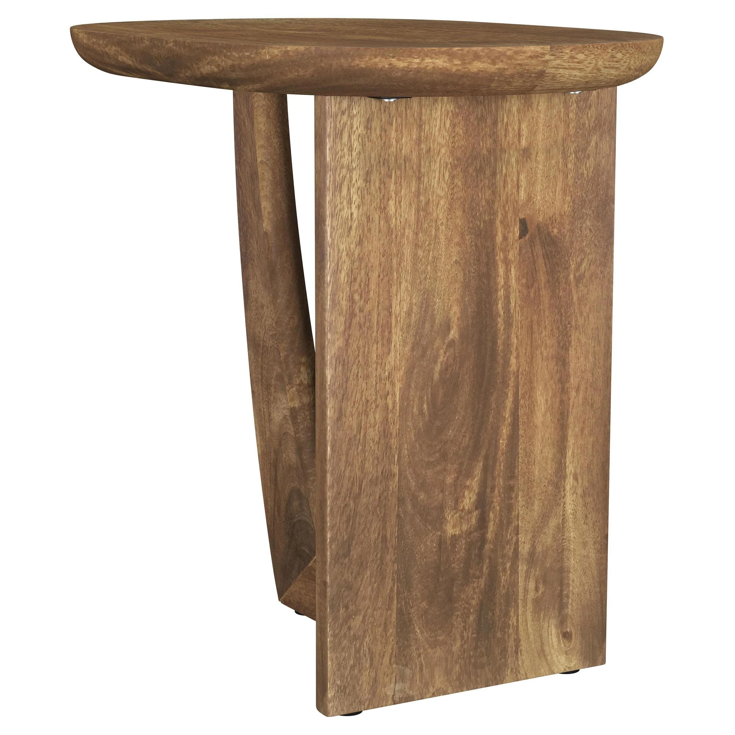 Fletcher Brown Round Solid Mango Wood Accent Side Table - Image 5