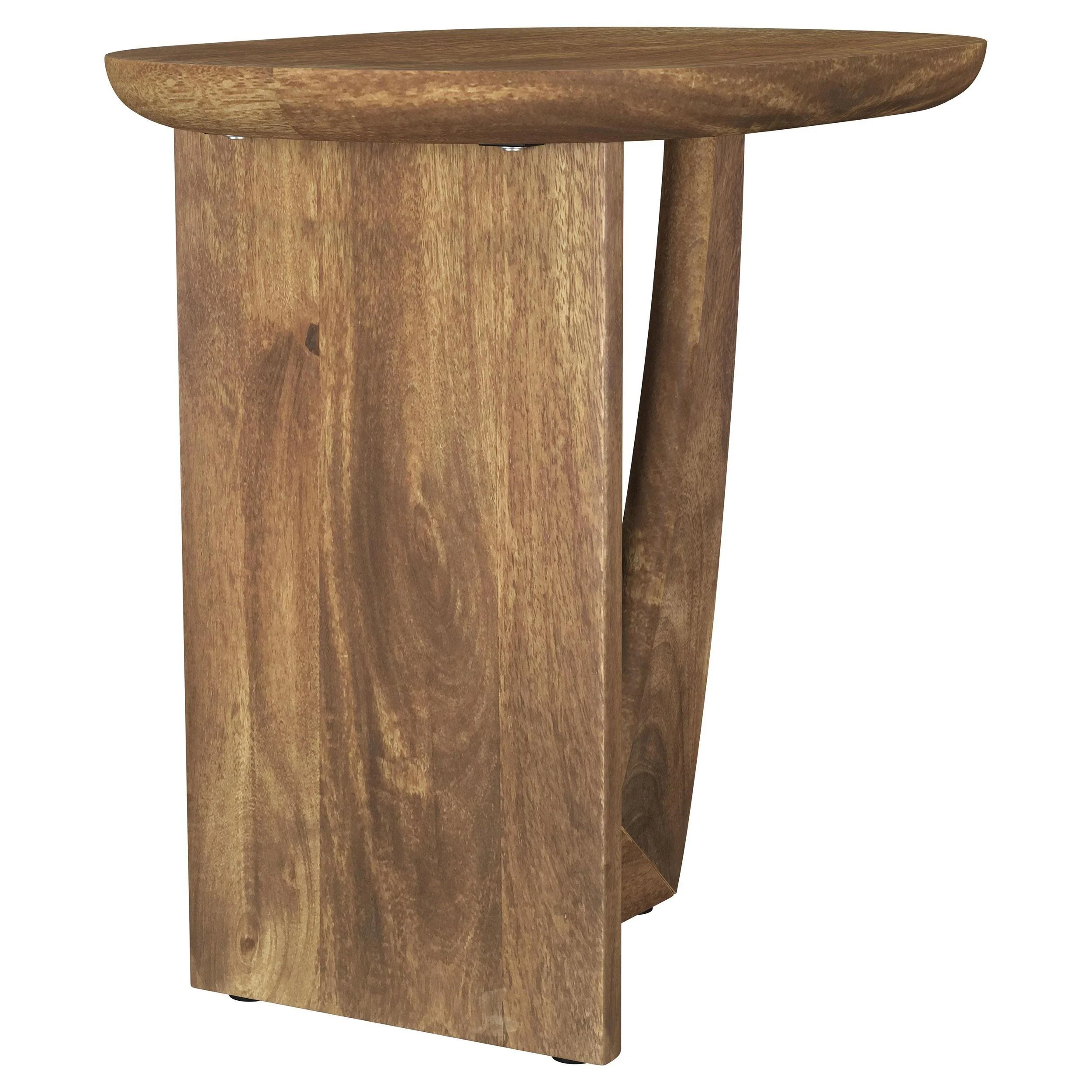 Fletcher Brown Round Solid Mango Wood Accent Side Table - Image 7