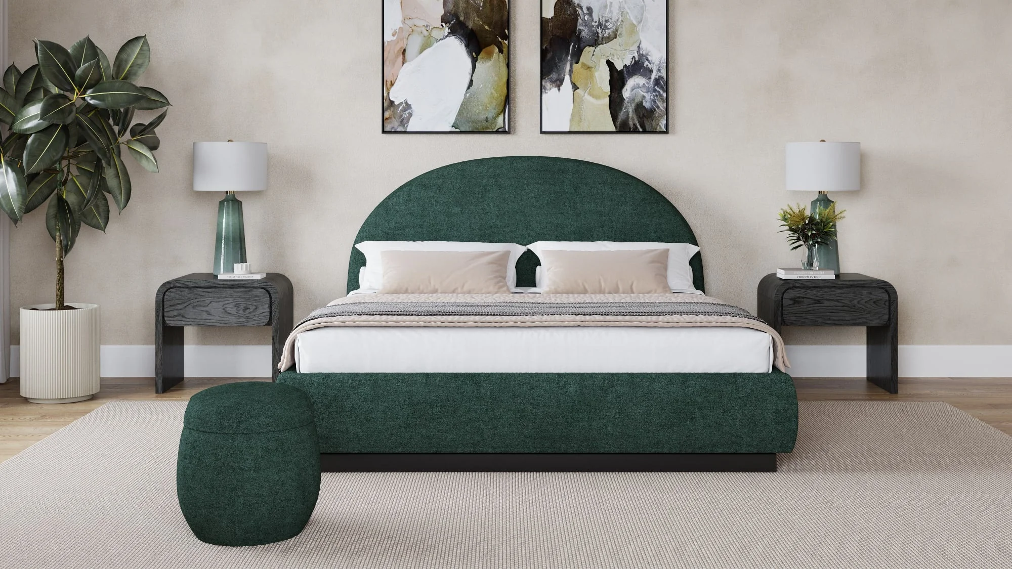 Flex Emerald Upholstered Ottoman - Image 3