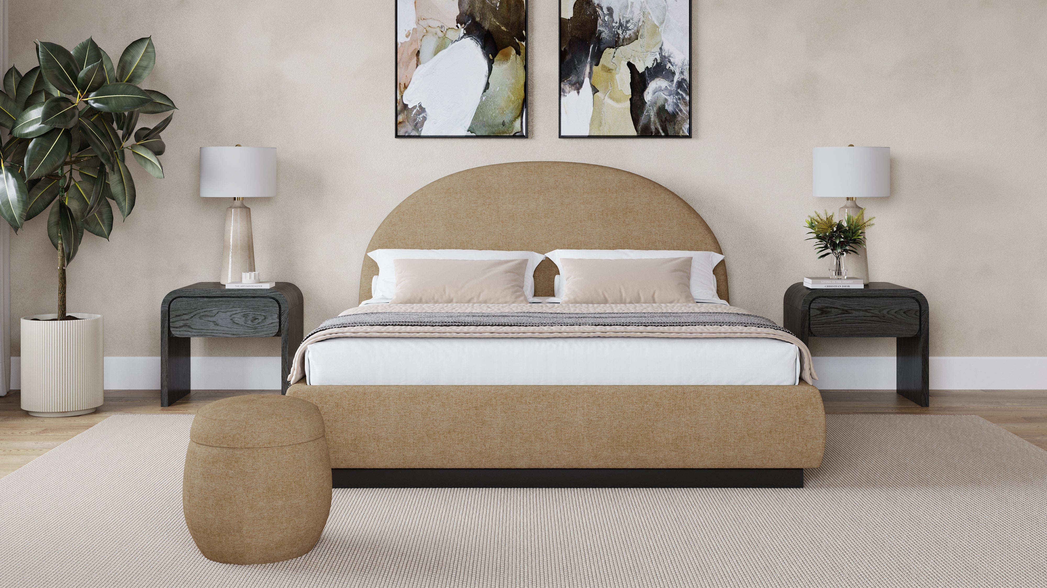 Flex Queen Upholstered Bed in Porcini Chenille - Image 2