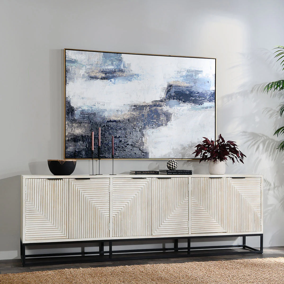 Flint 6 Door Cabinet - Coastal White - Image 7
