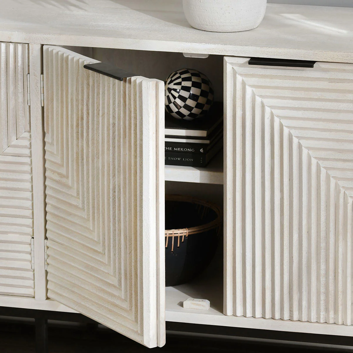 Flint 6 Door Cabinet - Coastal White - Image 9