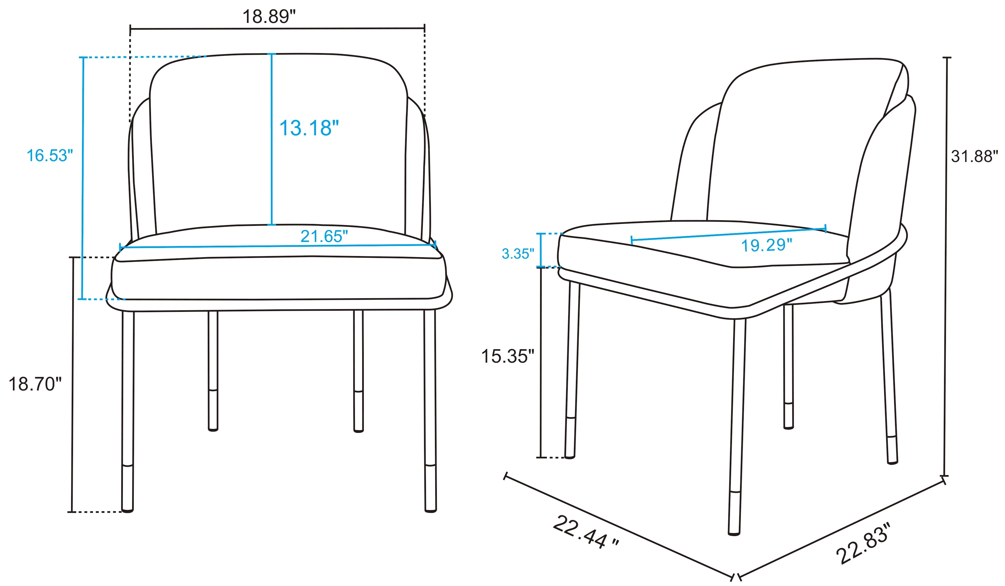 Flor Dining Chair in Grey - Image 3