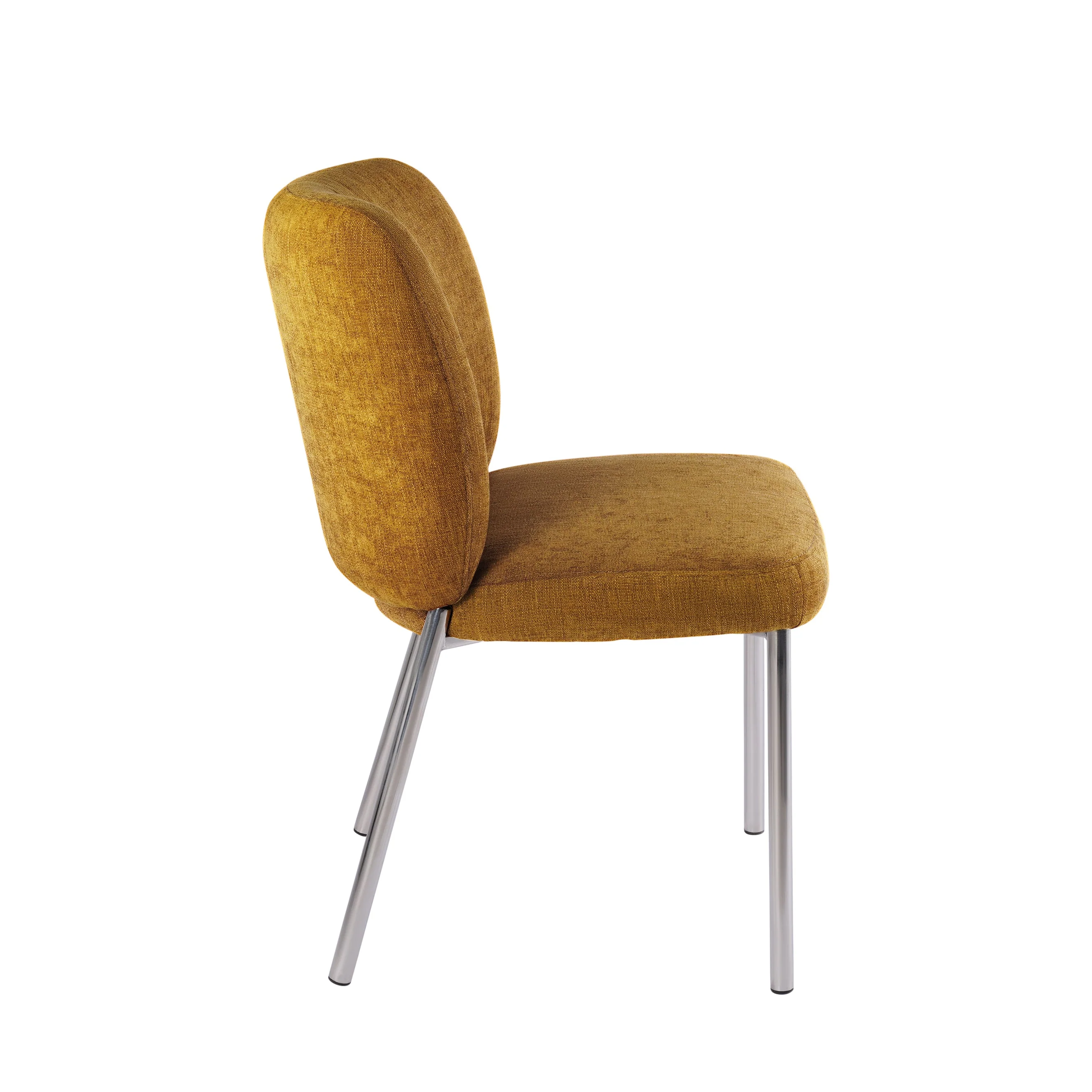 Fomo Chenille-upholstered Stainless Steel Base Dining Chair in Pineapple (Set of 2) - Image 3