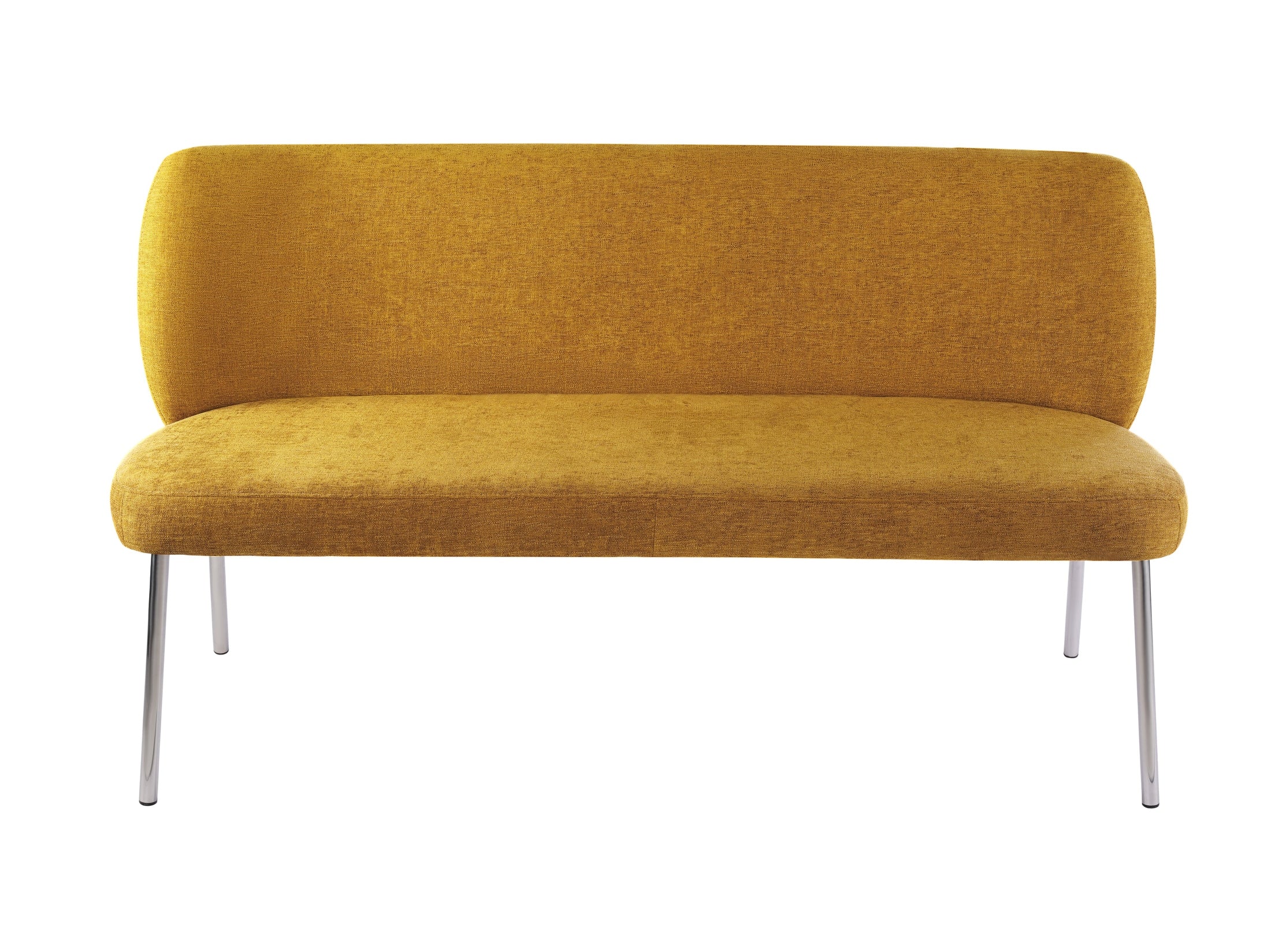 Fomo Chenille-upholstered Stainless Steel Base Settee in Pineapple