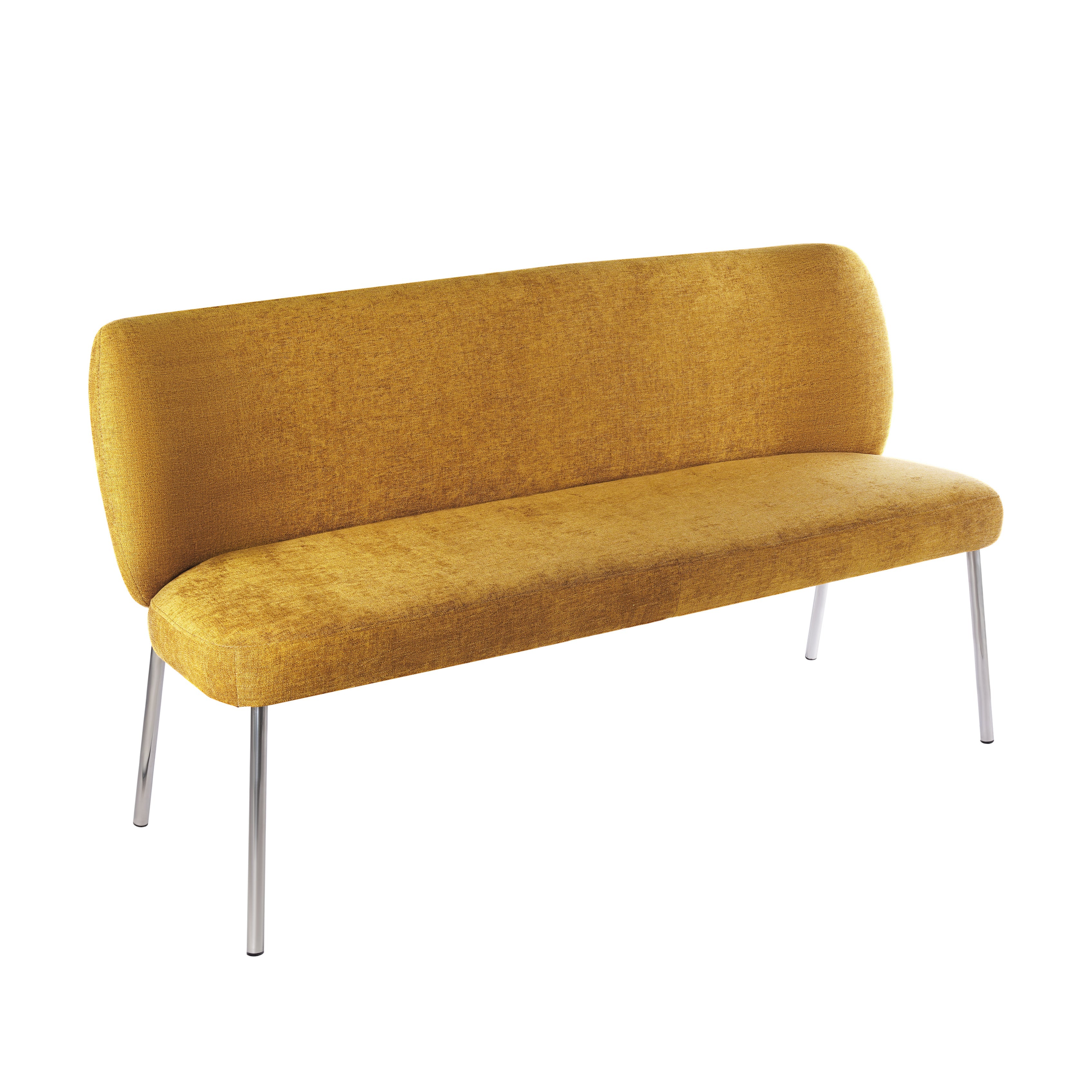 Fomo Chenille-upholstered Stainless Steel Base Settee in Pineapple - Image 2