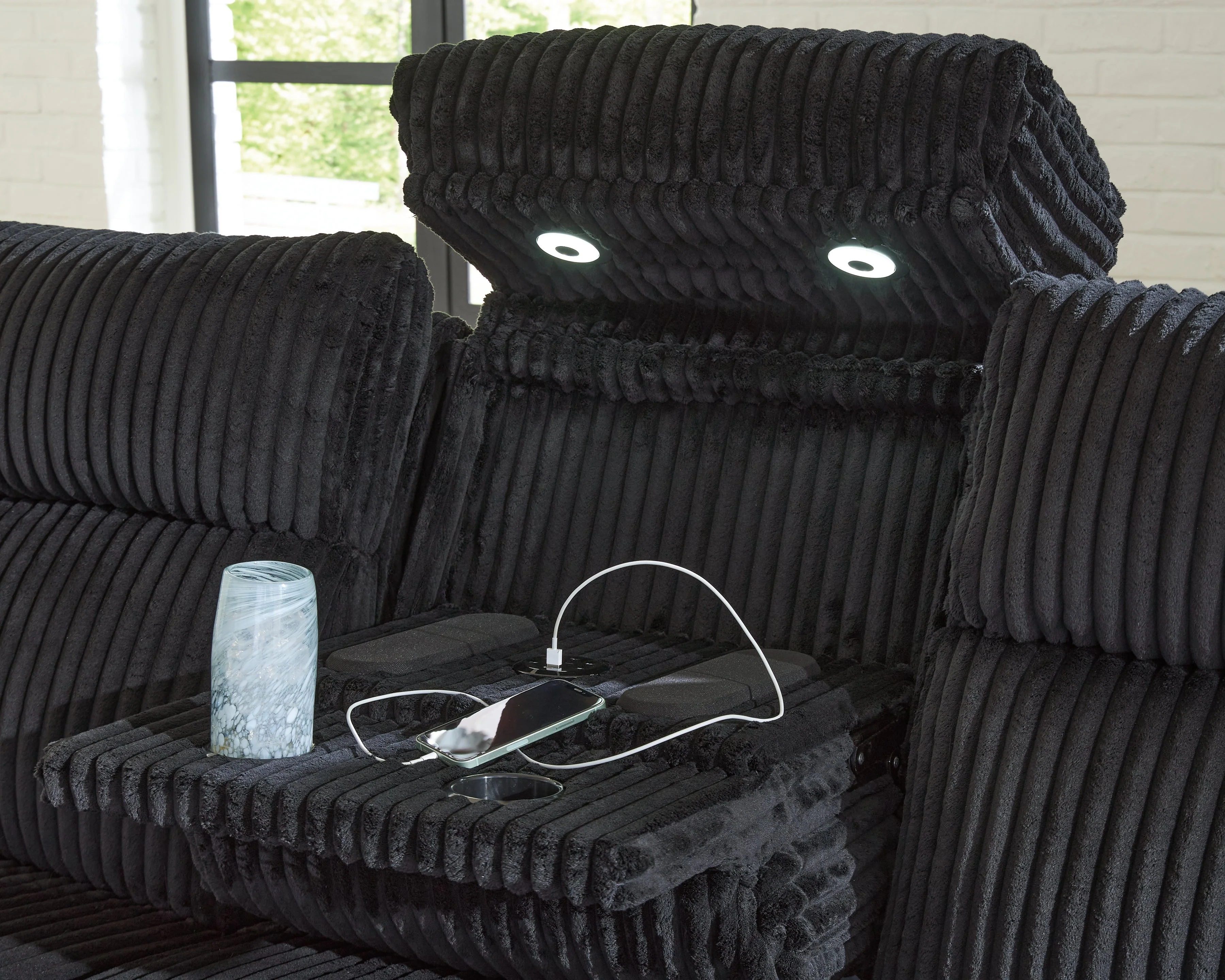 Forest Lake Black Power Reclining Sofa and Loveseat - Image 3