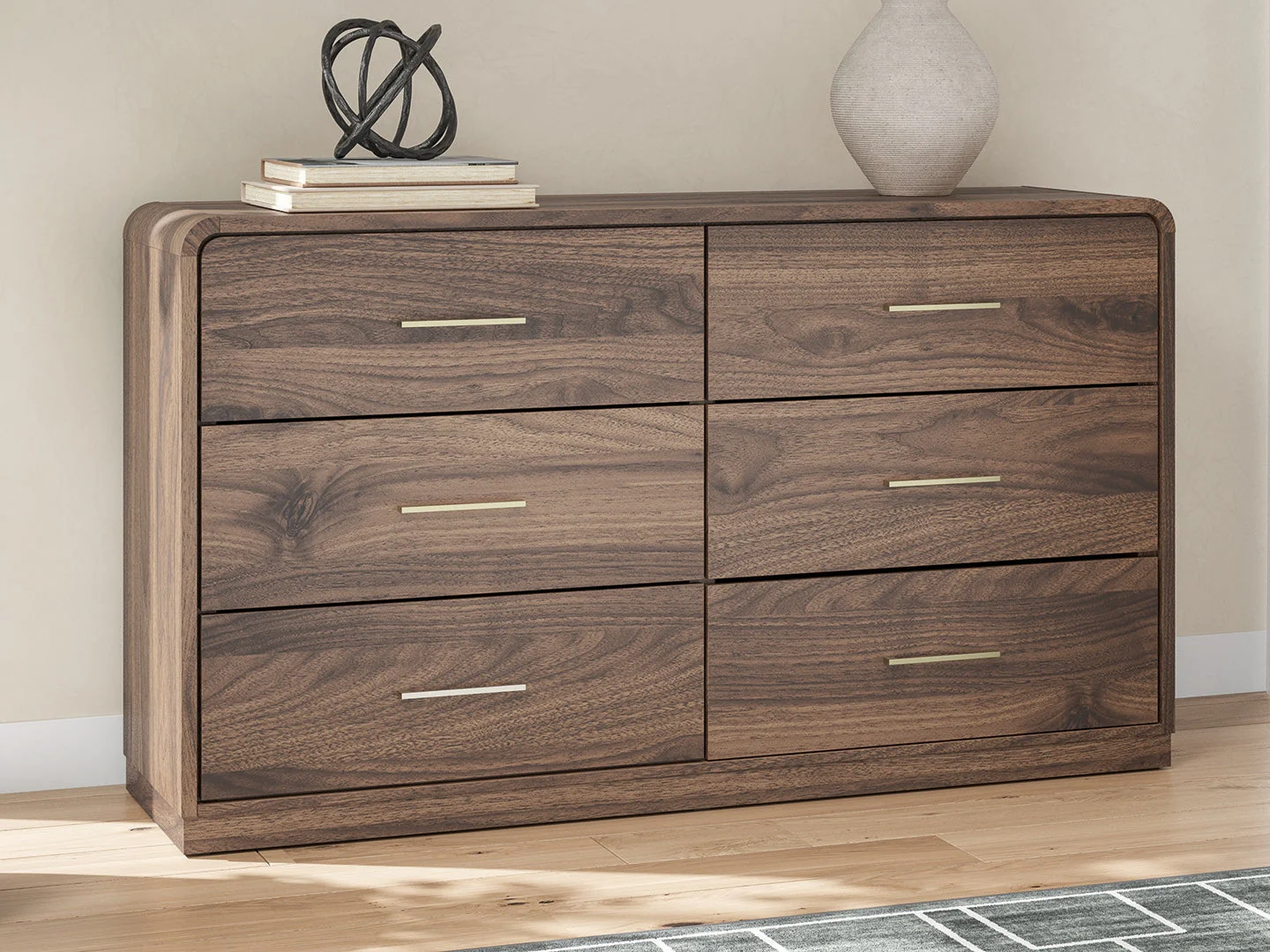 Fortlorn Walnut Brown King Panel Bed, Dresser and Nightstand - Image 27