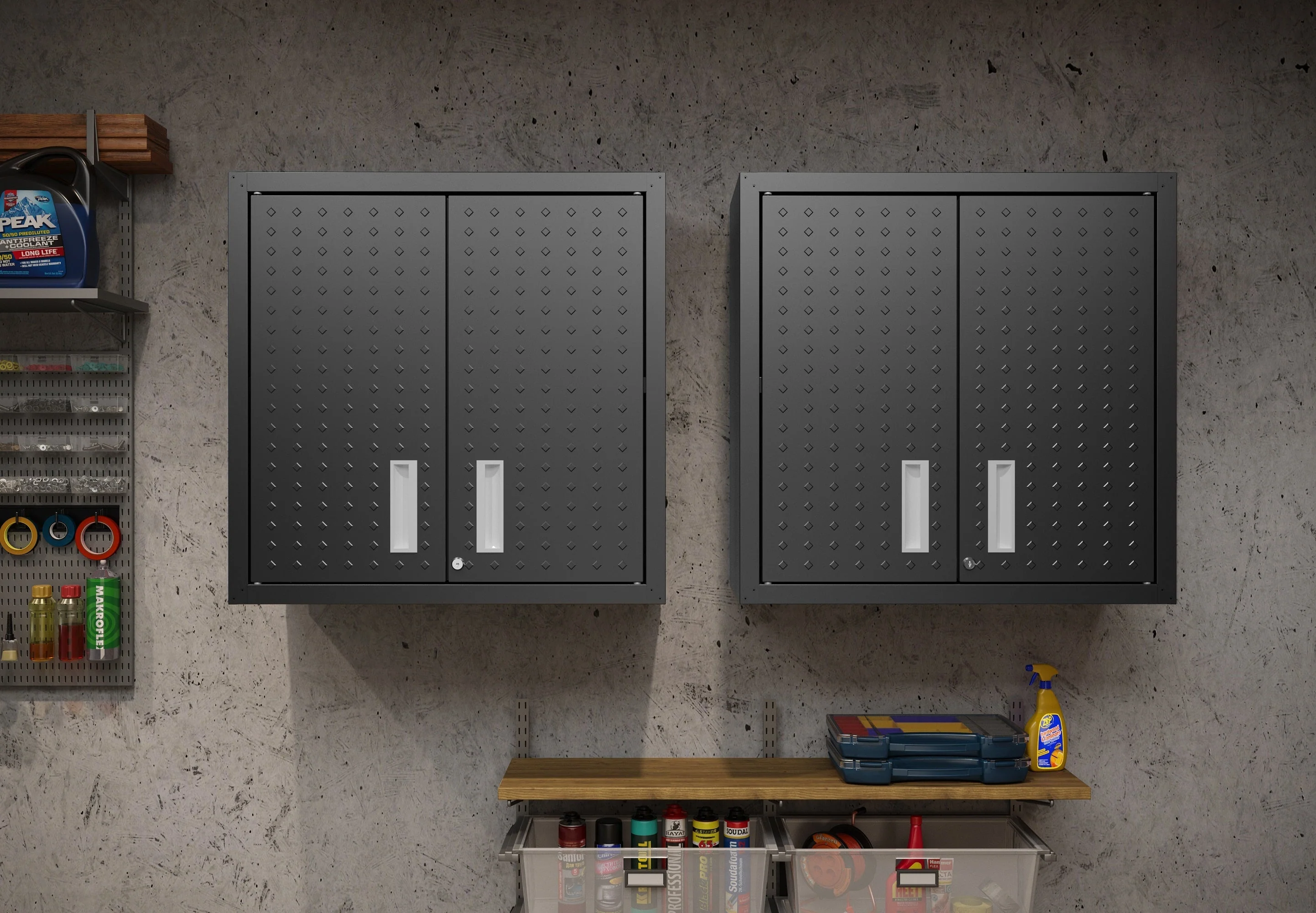 Fortress Floating Garage Cabinet in Charcoal Grey (set of 2) - Image 2