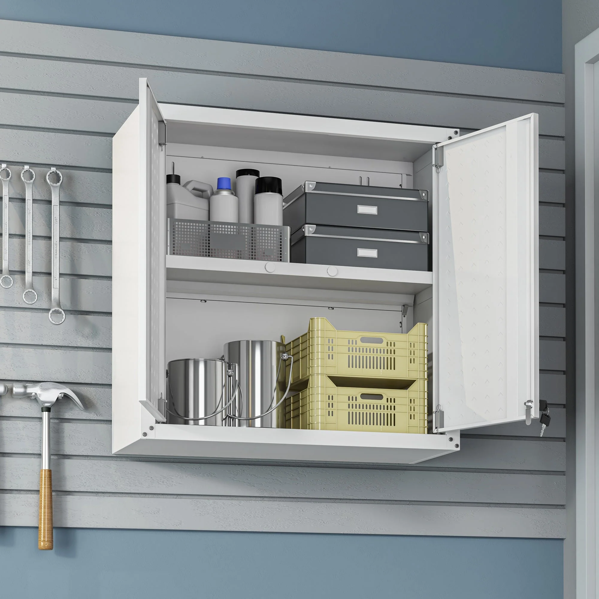 Fortress Floating Garage Cabinet in White (set of 2) - Image 6