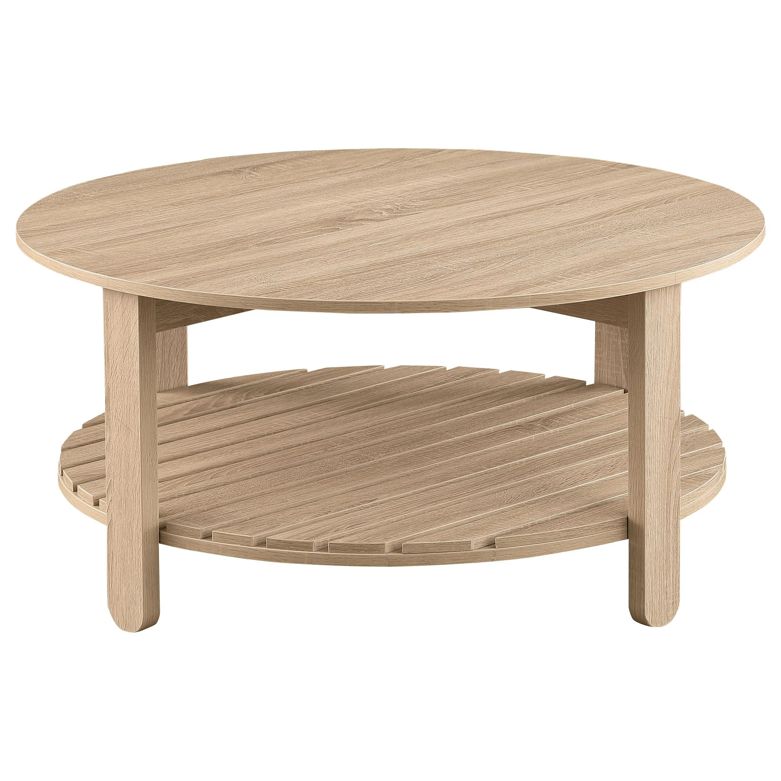 Fowler Natural 2-Piece Round Coffee and End Table Set - Image 4