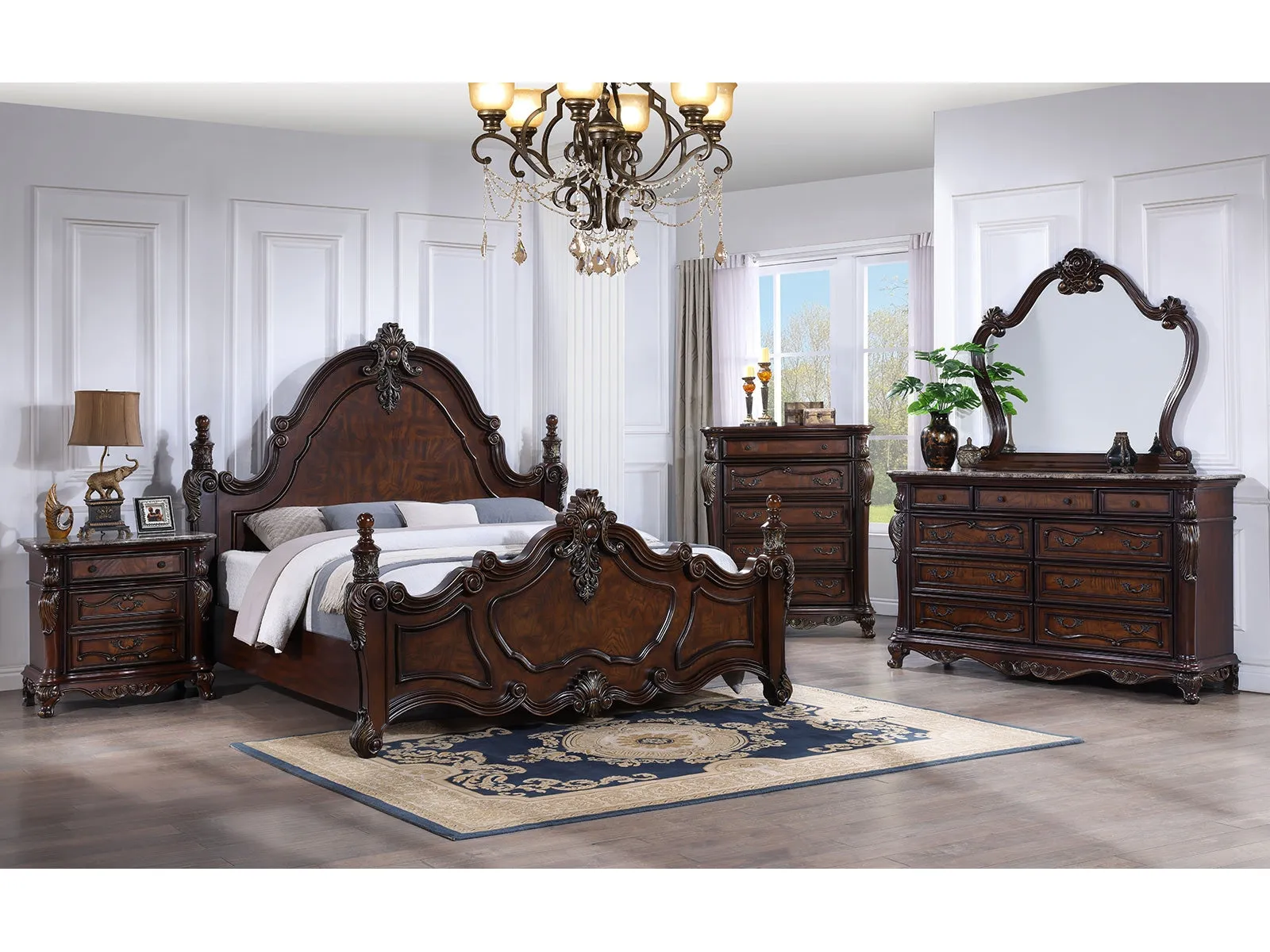 Francione Dark Cherry 5-Piece Queen Bedroom Set