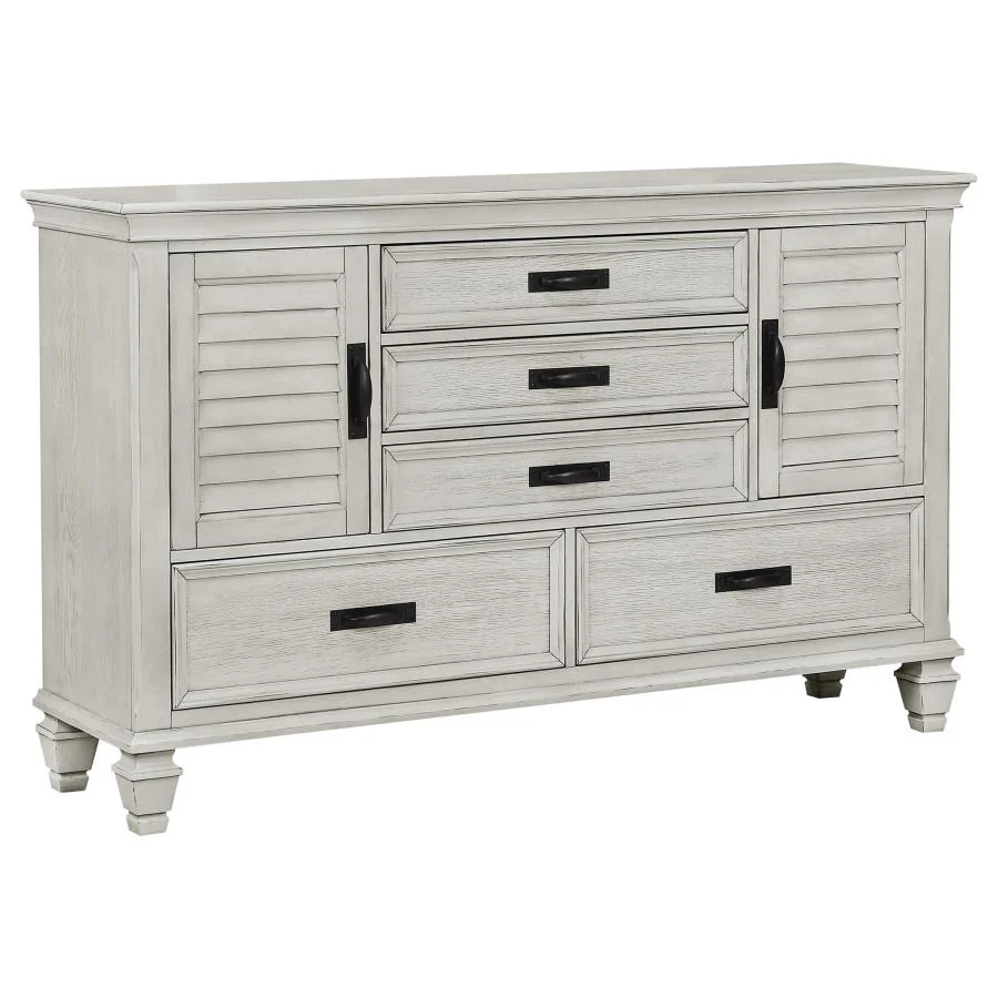 Franco Antique White 4-Piece California King Storage Bedroom Set - Image 6