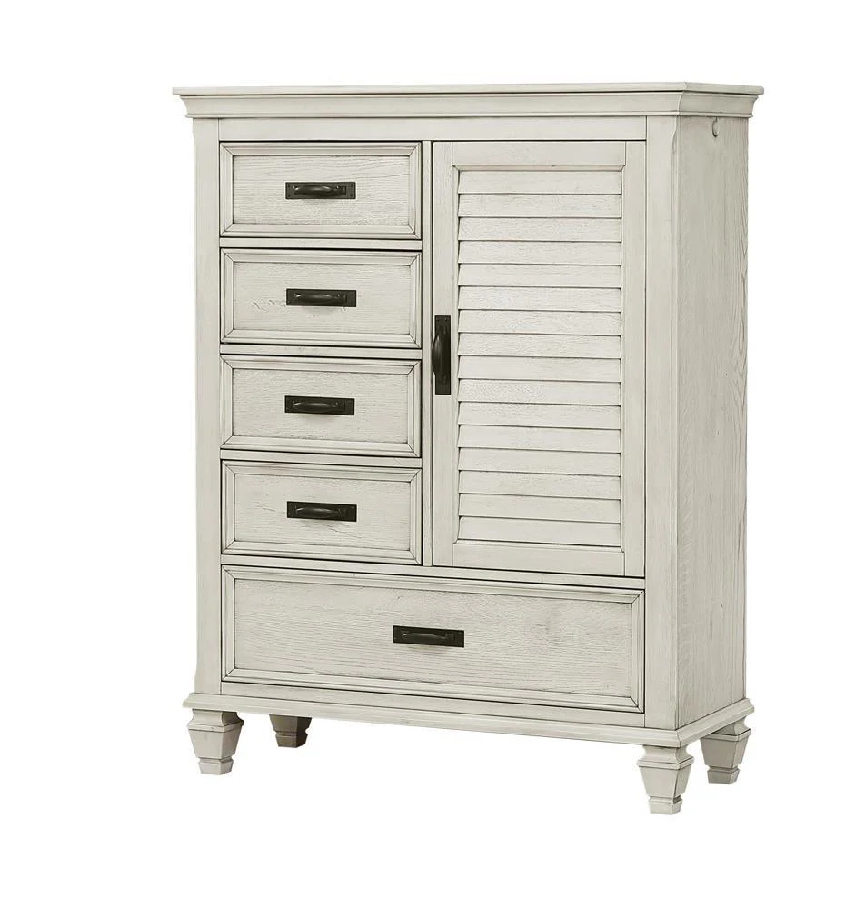 Franco Antique White 5-Drawer Door Chest - Image 2