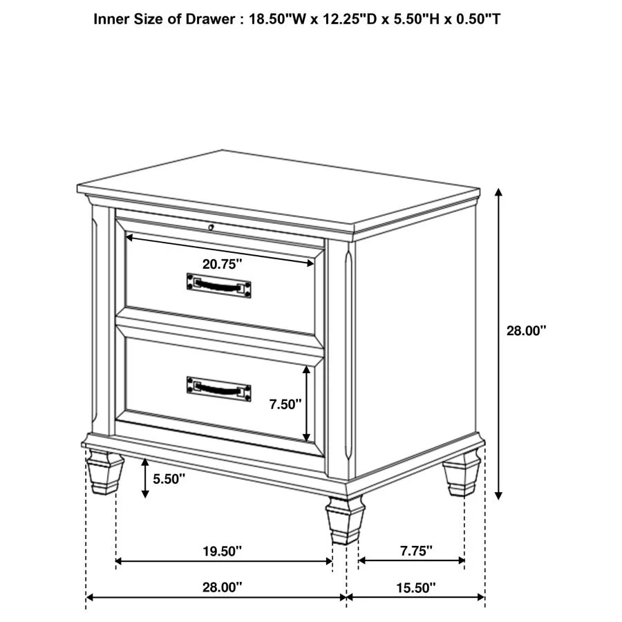 Franco Antique White 5-Piece Eastern King Storage Bedroom Set - Image 10