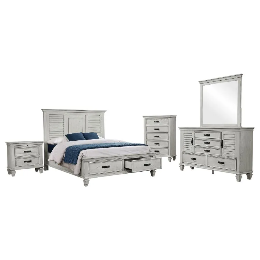 Franco Antique White 5-Piece Queen Storage Bedroom Set - Image 2