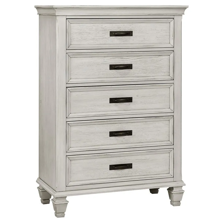 Franco Antique White 5-Piece Queen Storage Bedroom Set - Image 8