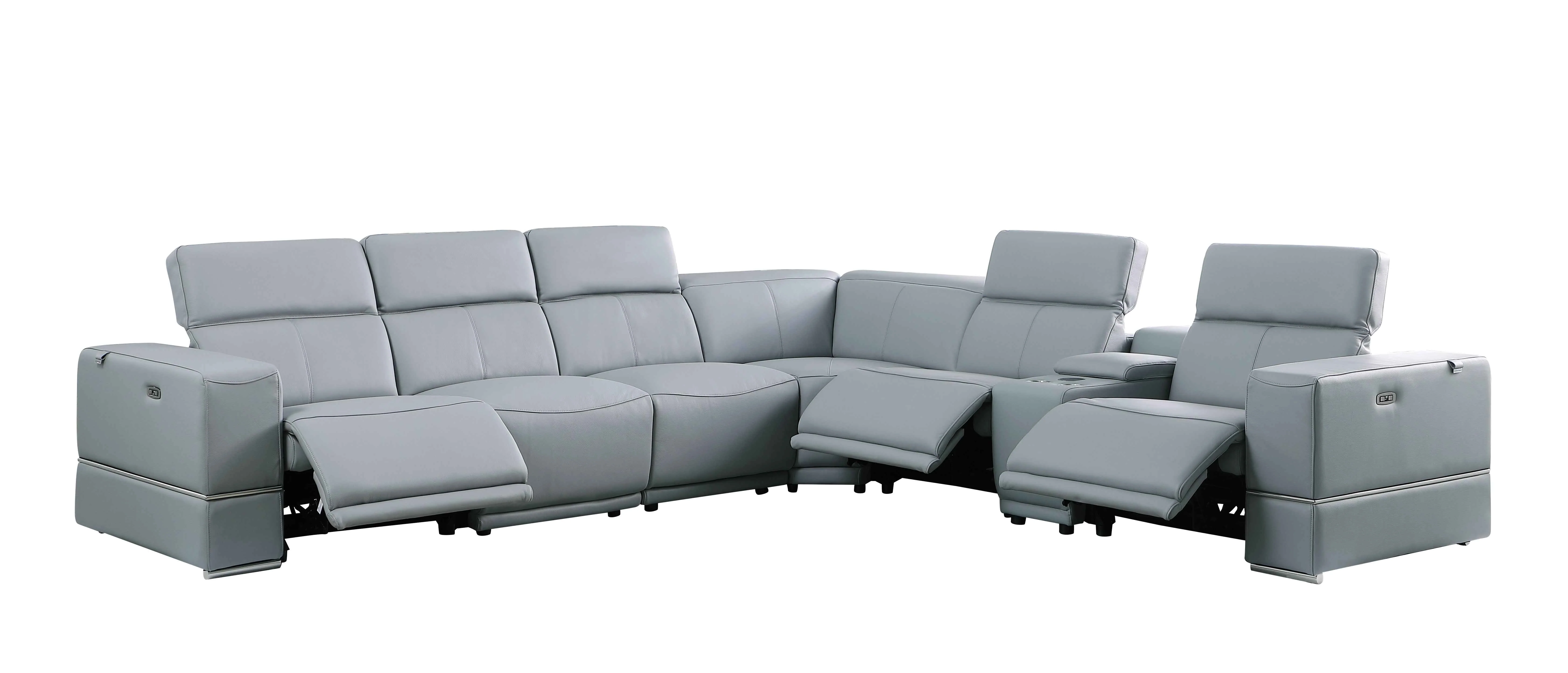 Franco II 7- Piece Light Blue (3 Powers Head/Foot) Sectional - Image 2