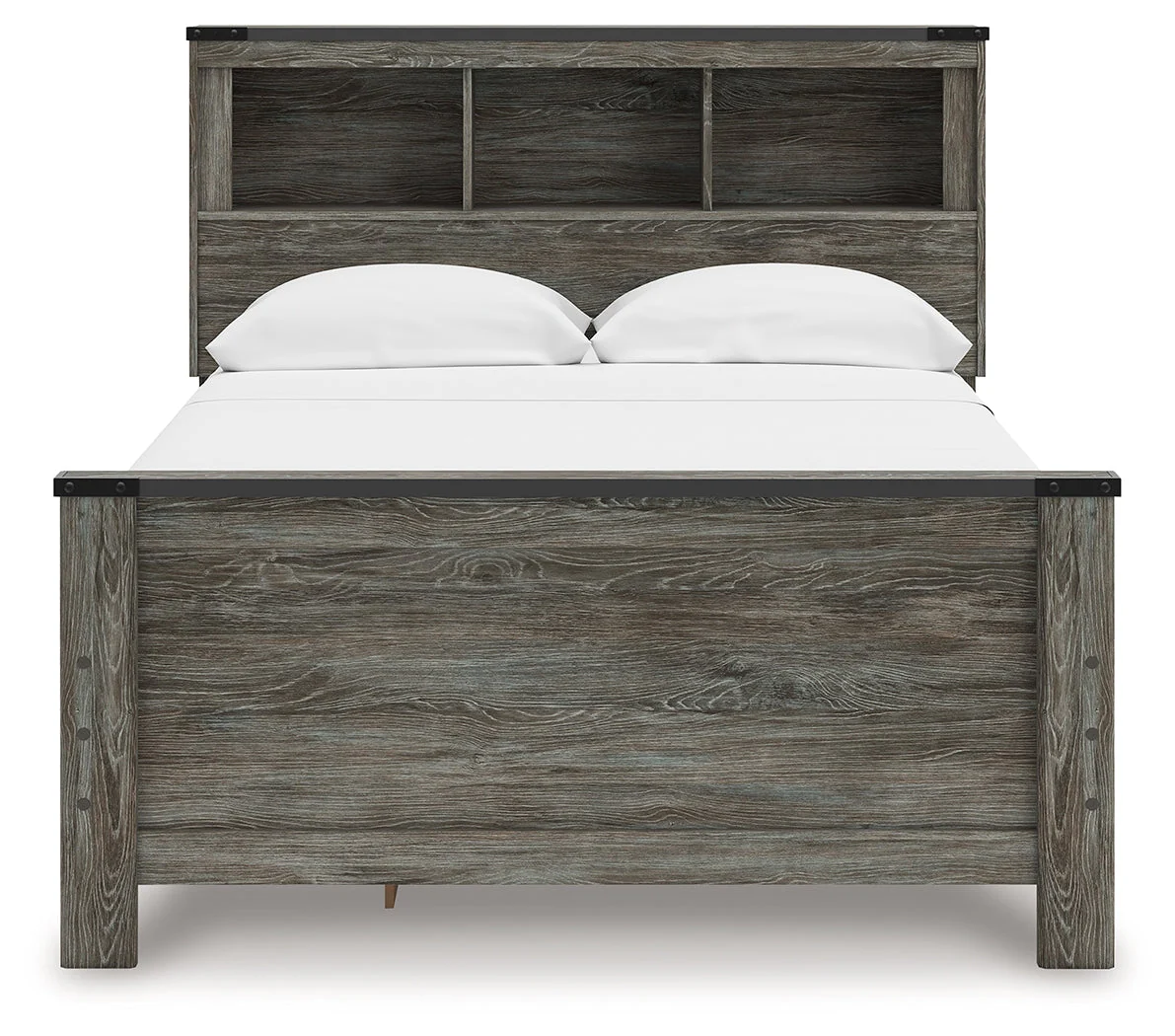 Frandern Gray Full Bookcase Storage Platform Bed with 2 Drawers - Image 6