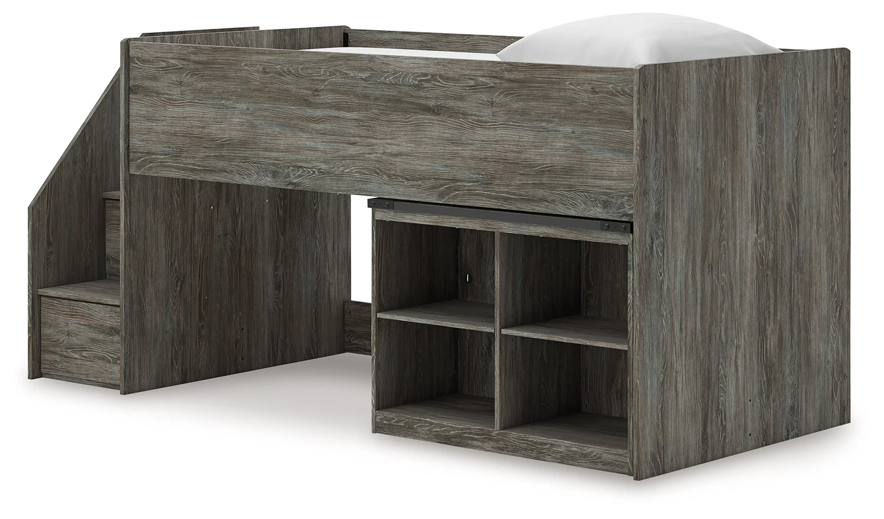 Frandern Gray Twin Loft  Bed with Bookcase Storage - Image 4
