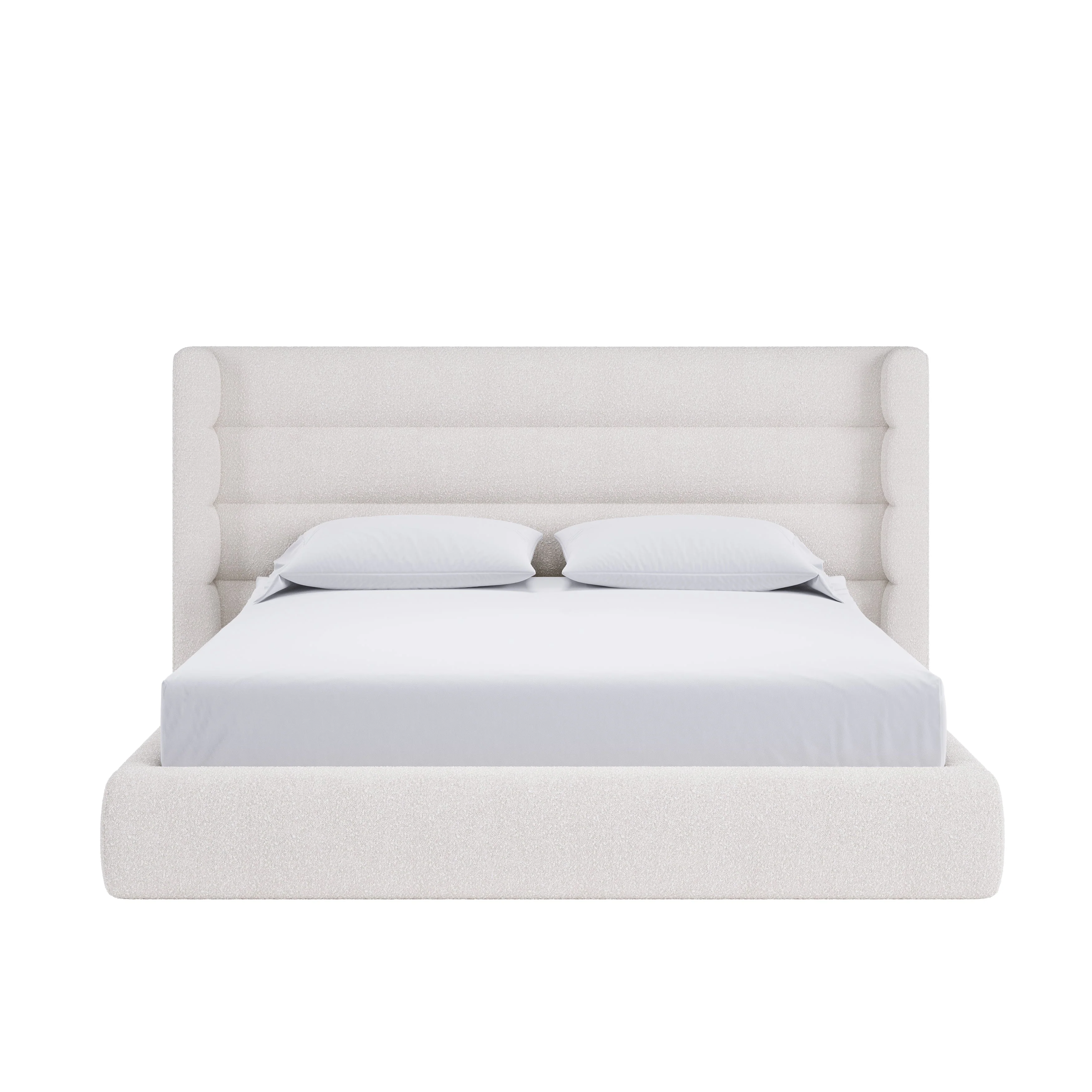 Frank Upholstered Eastern King Wingback Platform Bed in Cottage Cheese Boucle - Image 5