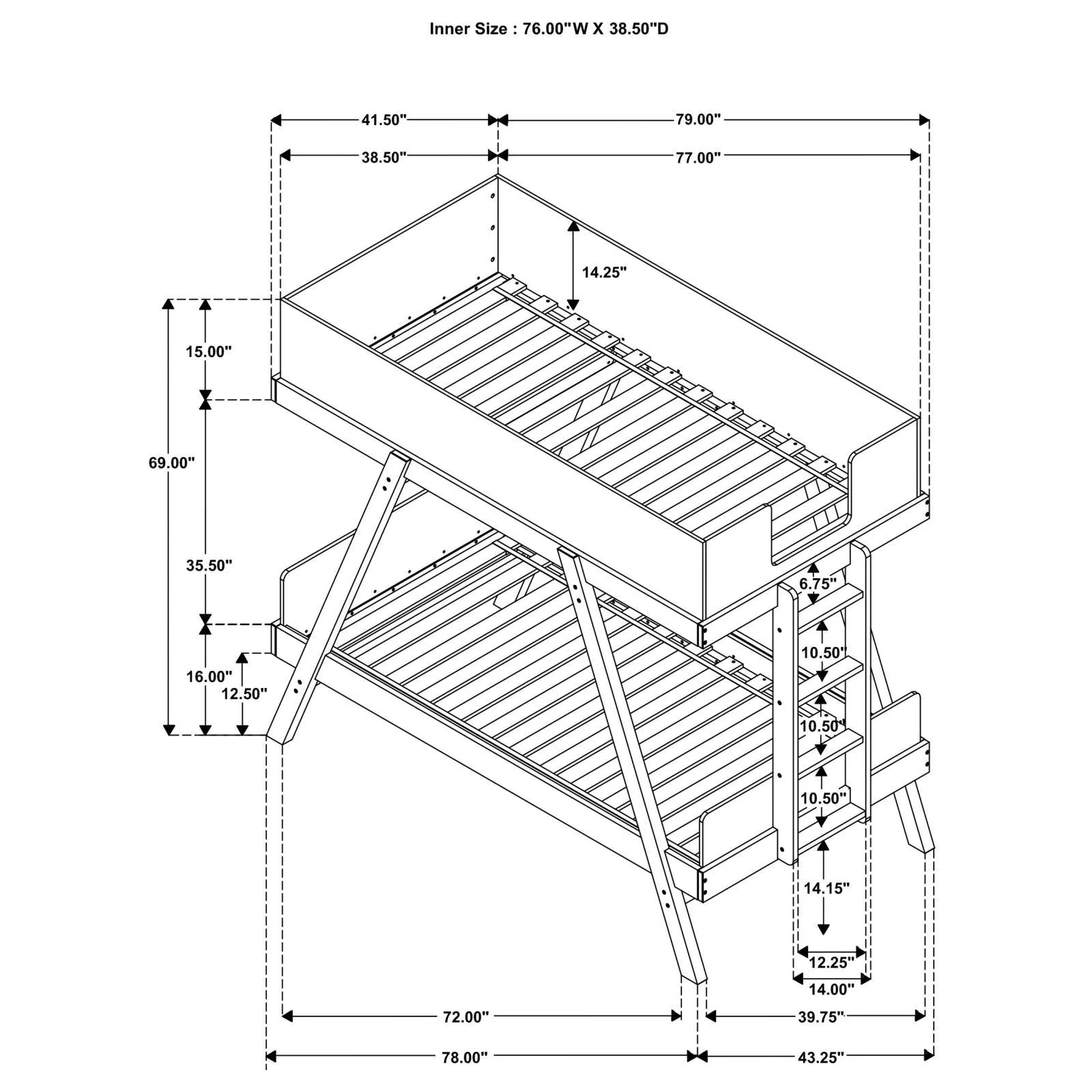 Frankie White and Natural Wood Twin Over Twin Bunk Bed - Image 6