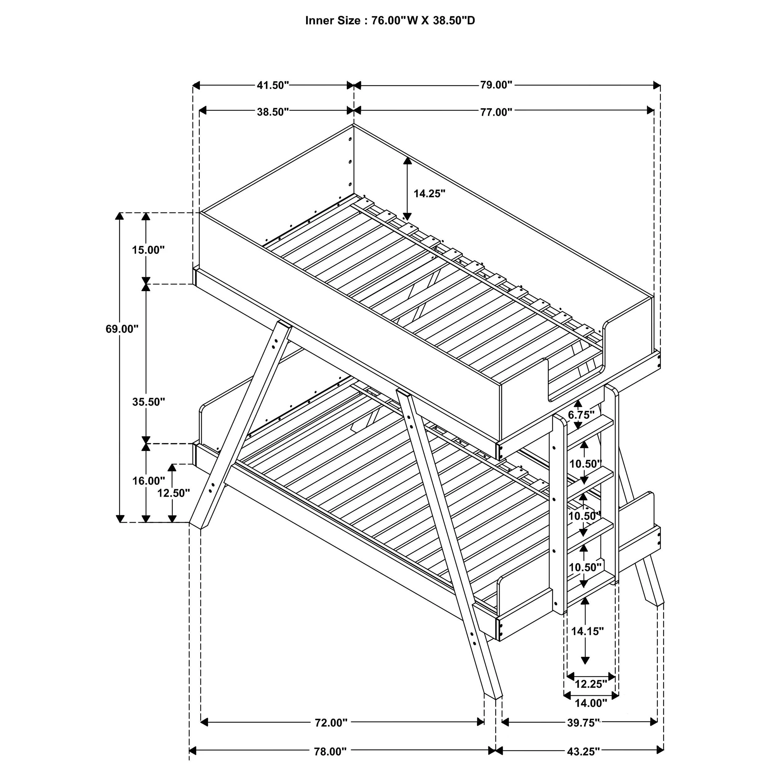 Frankie White Twin Over Twin Bunk Bed with 7-inch Mattresses - Image 2