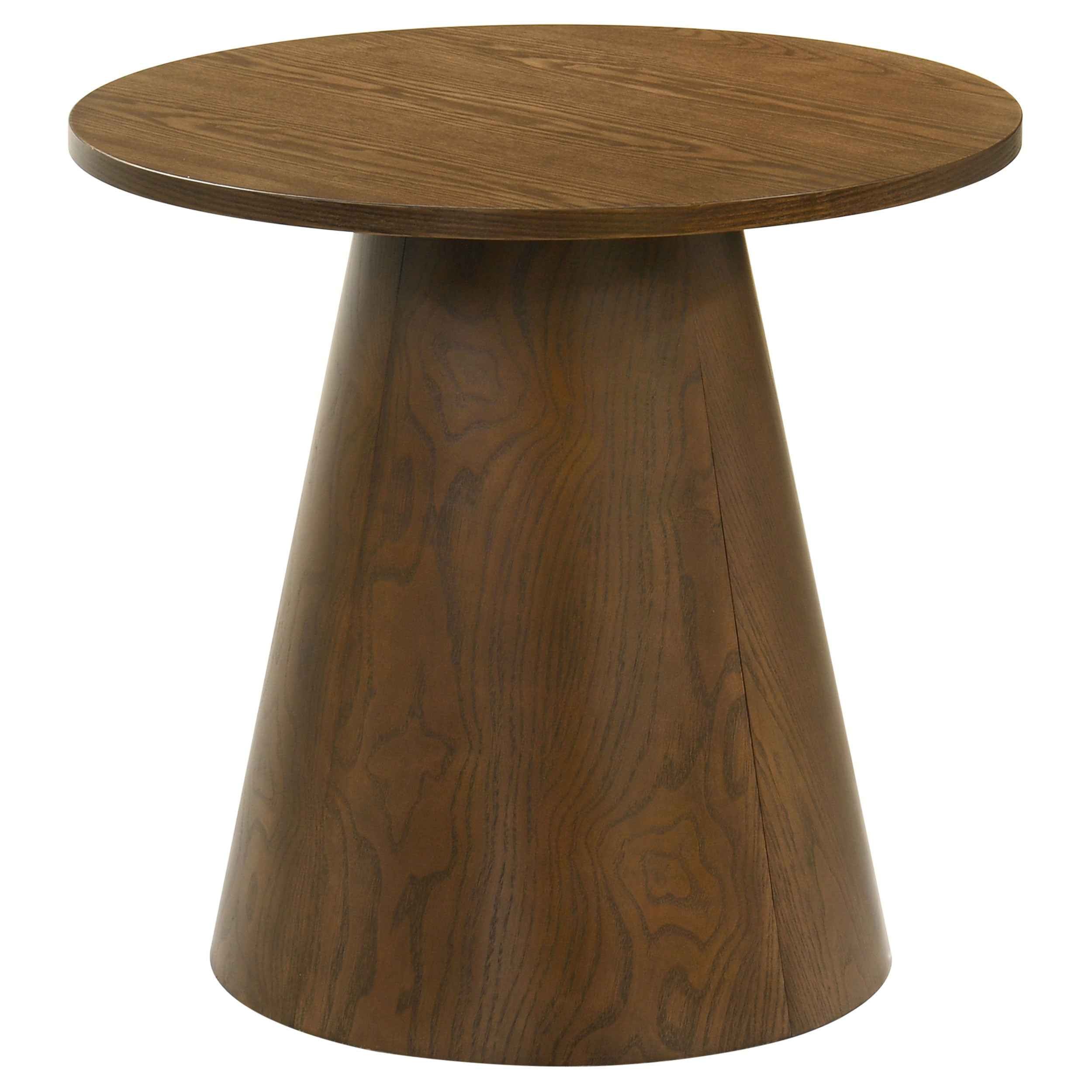 Franklin Dark Brown Round Wood Pedestal Side End Table - Image 2