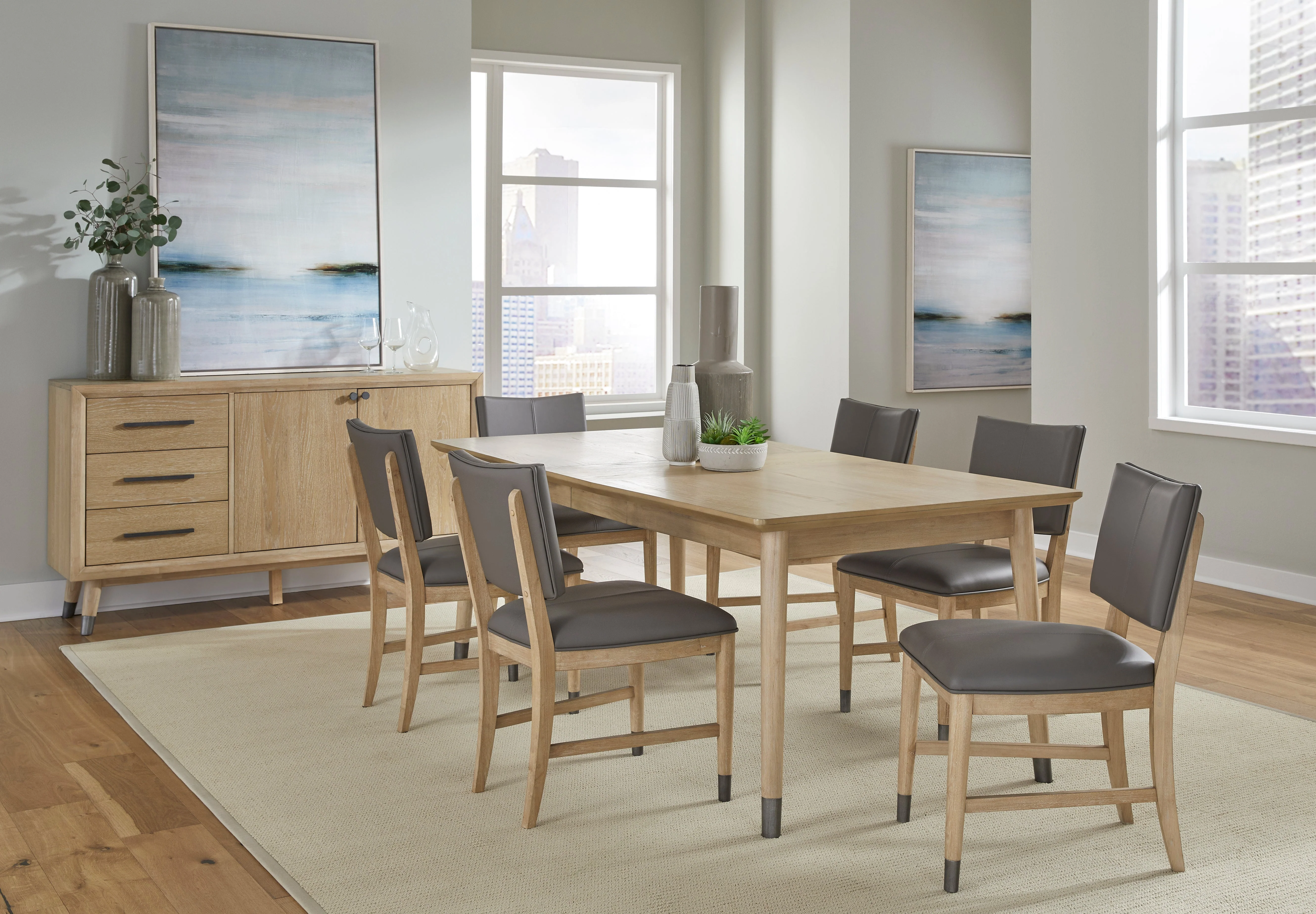 Franklin Dining Chair in Au Natural and Gray Leather (Set of 2) - Image 2