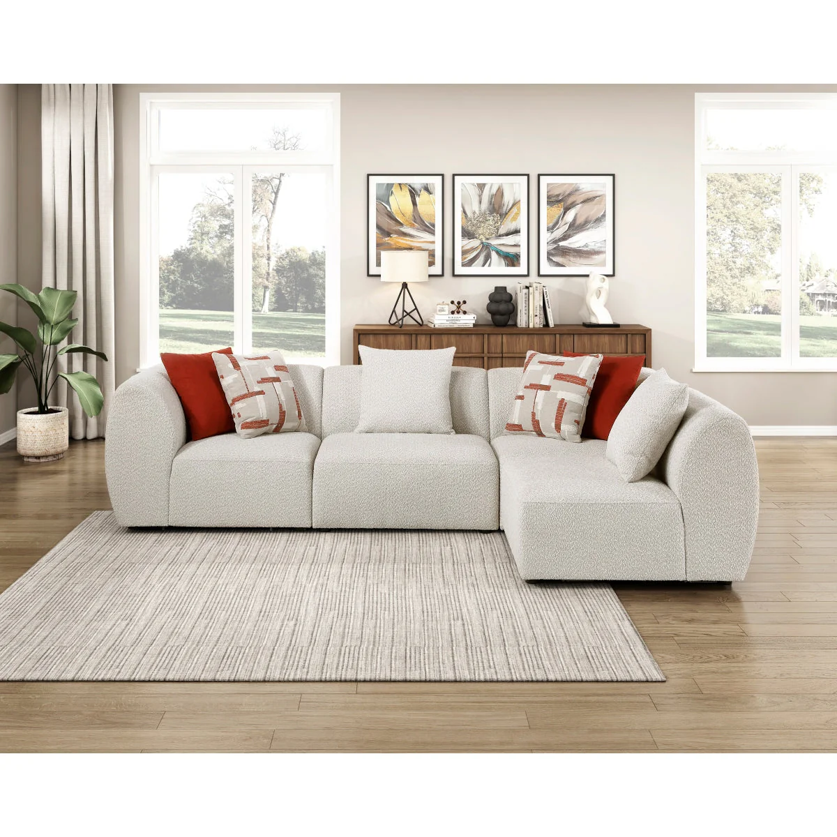 Franz Beige Chenille 4-Piece Modular Sectional