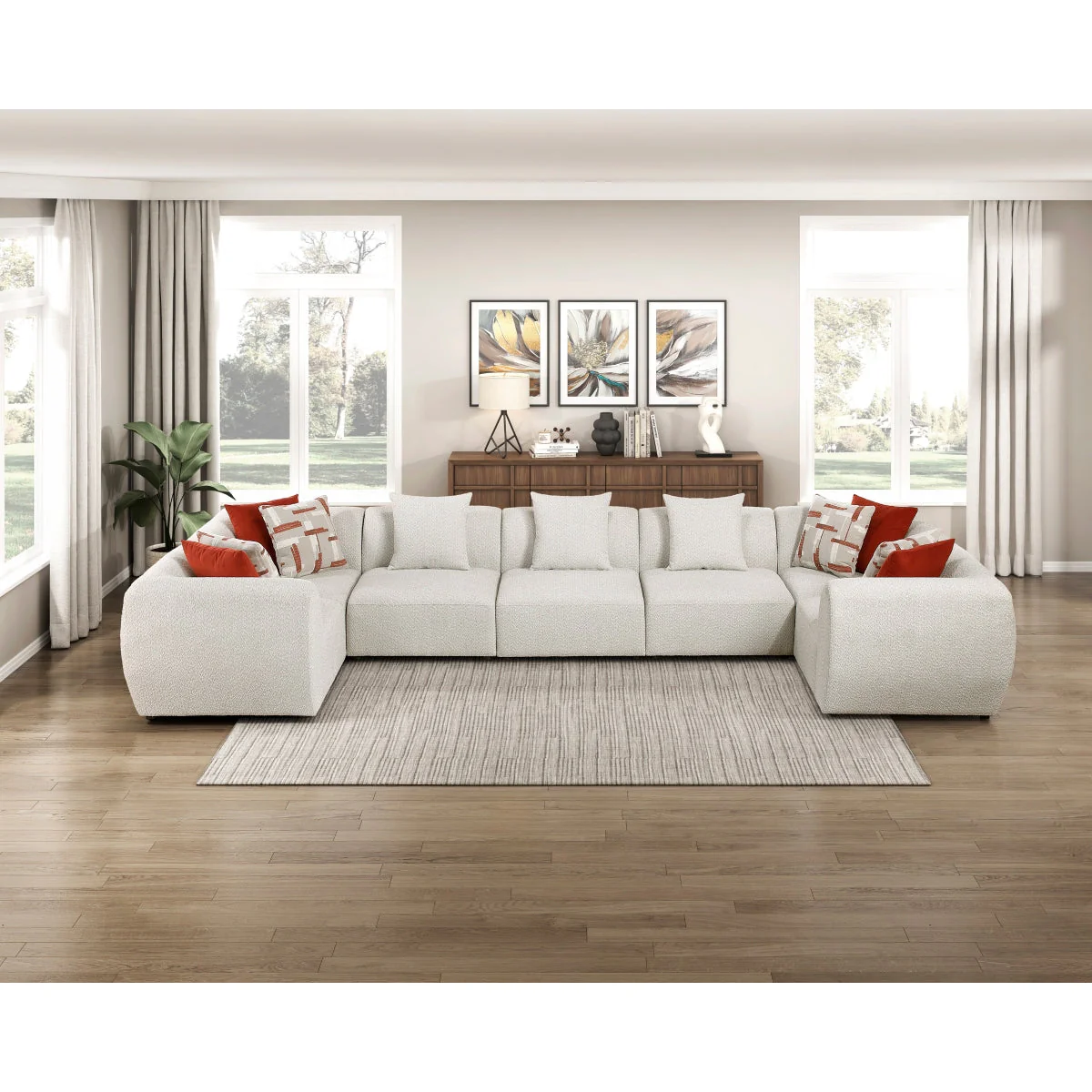 Franz Beige Chenille 7-Piece Modular Sectional