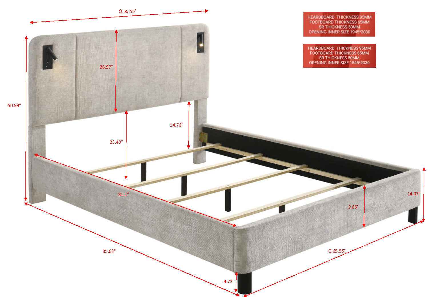 Freya Light Gray Queen Upholstered Bed - Image 5