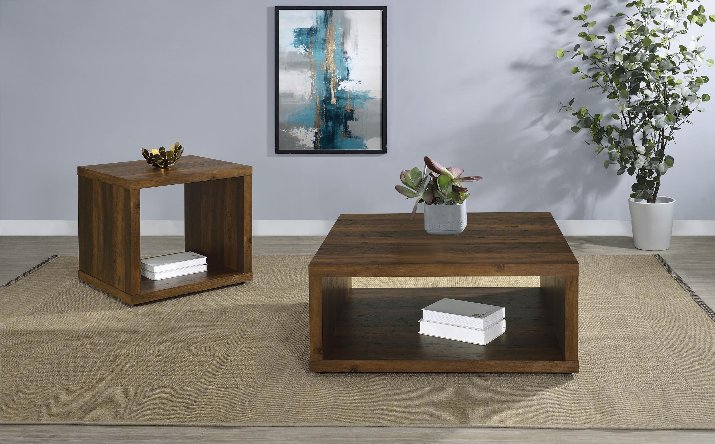 Frisco Dark Pine Square Engineered Wood Side End Table - Image 8