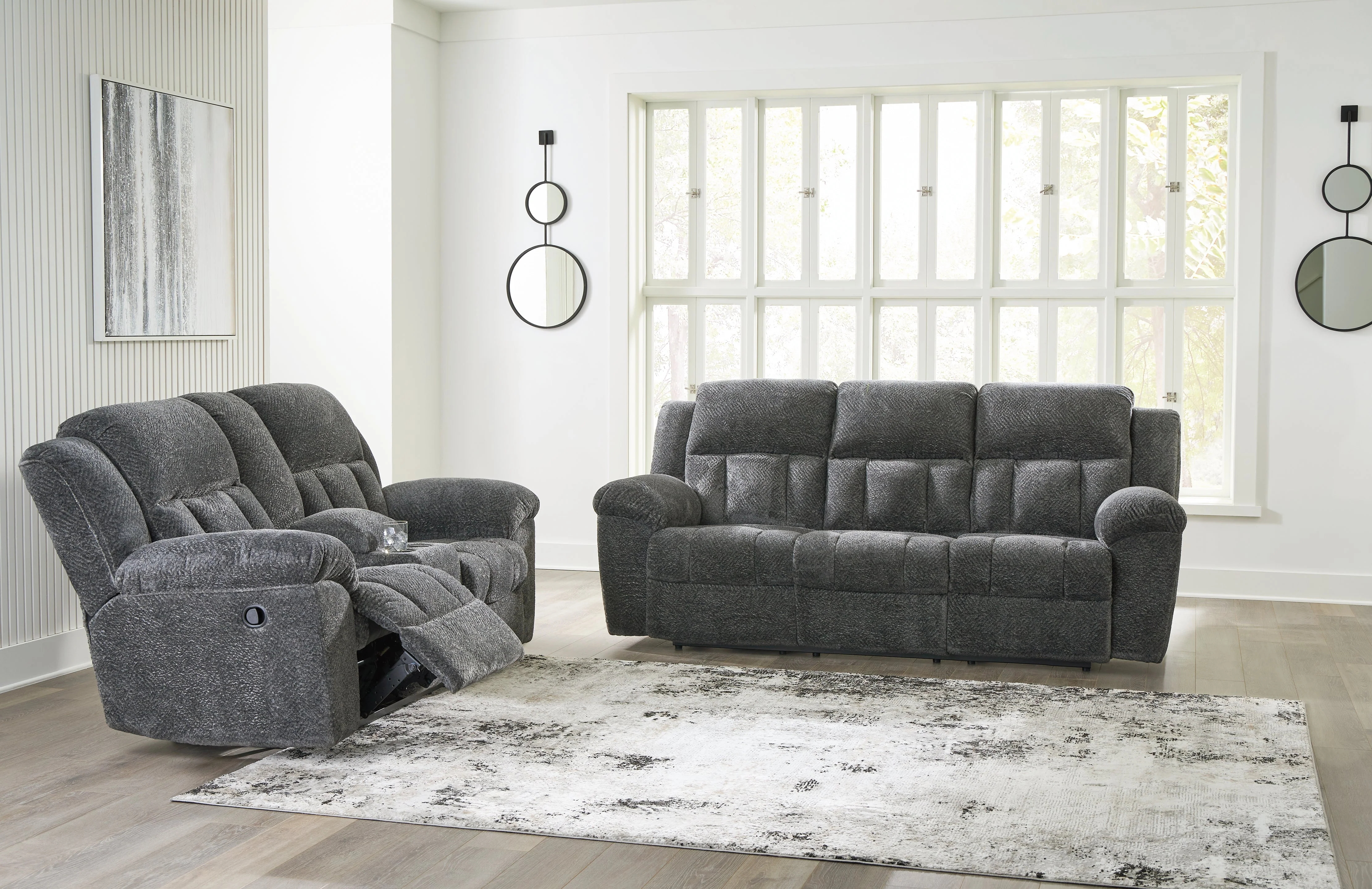 Frohn Graphite Manual Reclining Sofa and Loveseat - Image 2