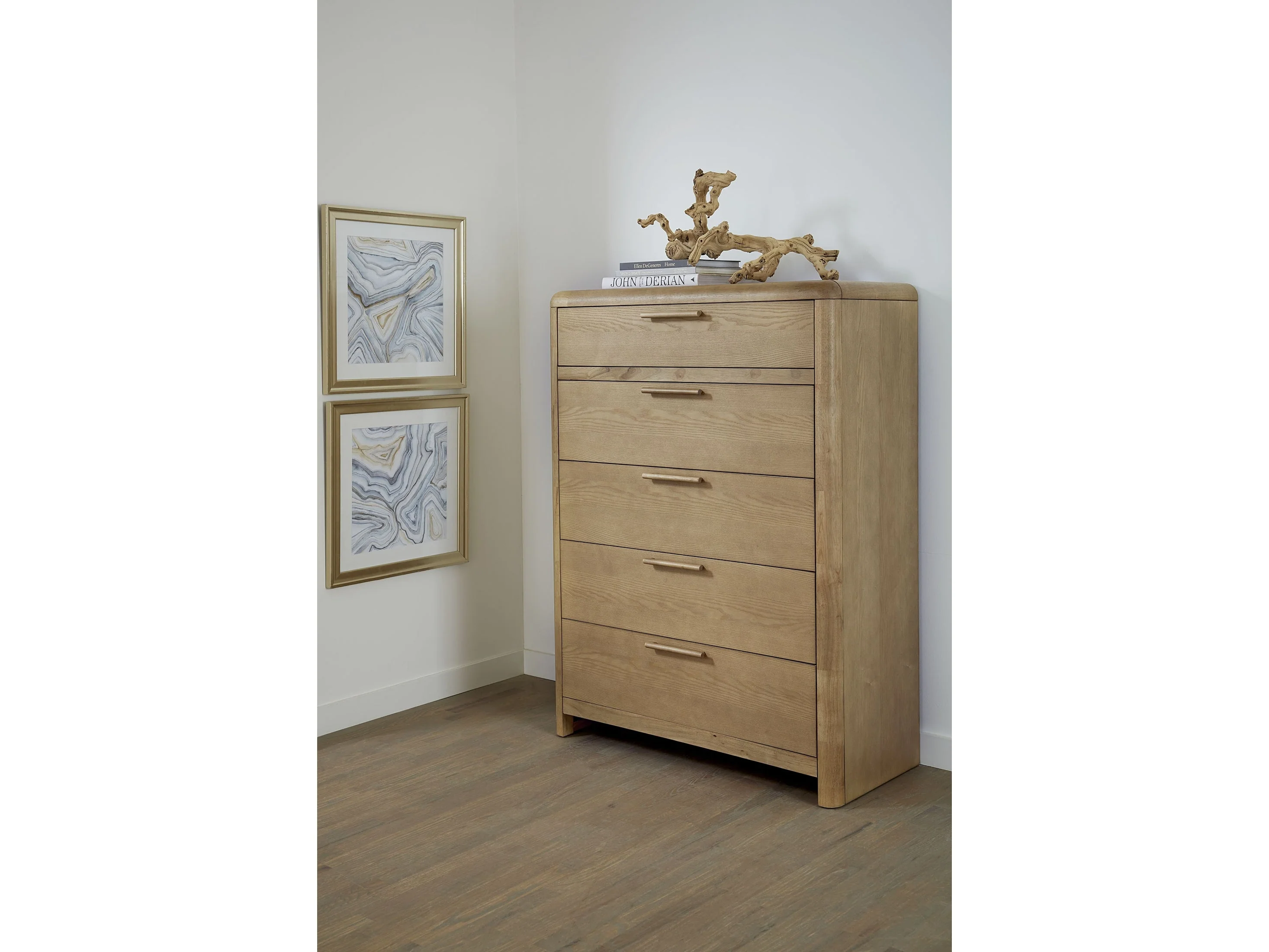 Furano Ginger Five Drawer Ash Wood Chest