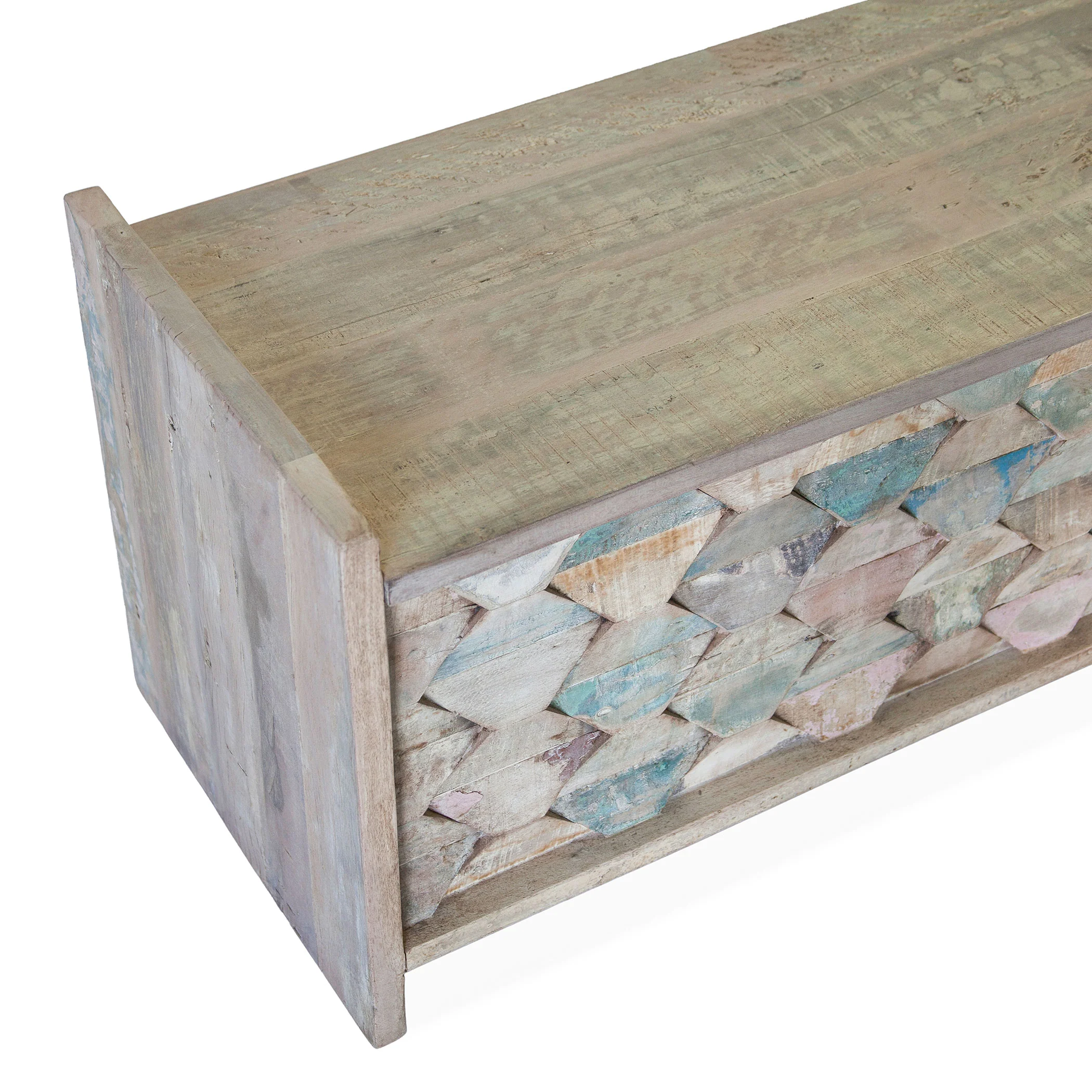 Ibizia 60" Storage Bench in Vintage Teal Reclaimed Wood - Image 4