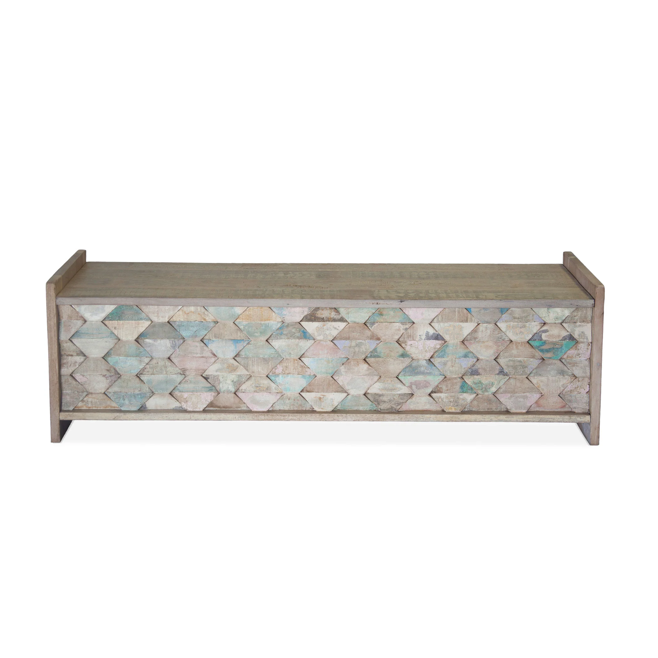 Ibizia 60" Storage Bench in Vintage Teal Reclaimed Wood - Image 7