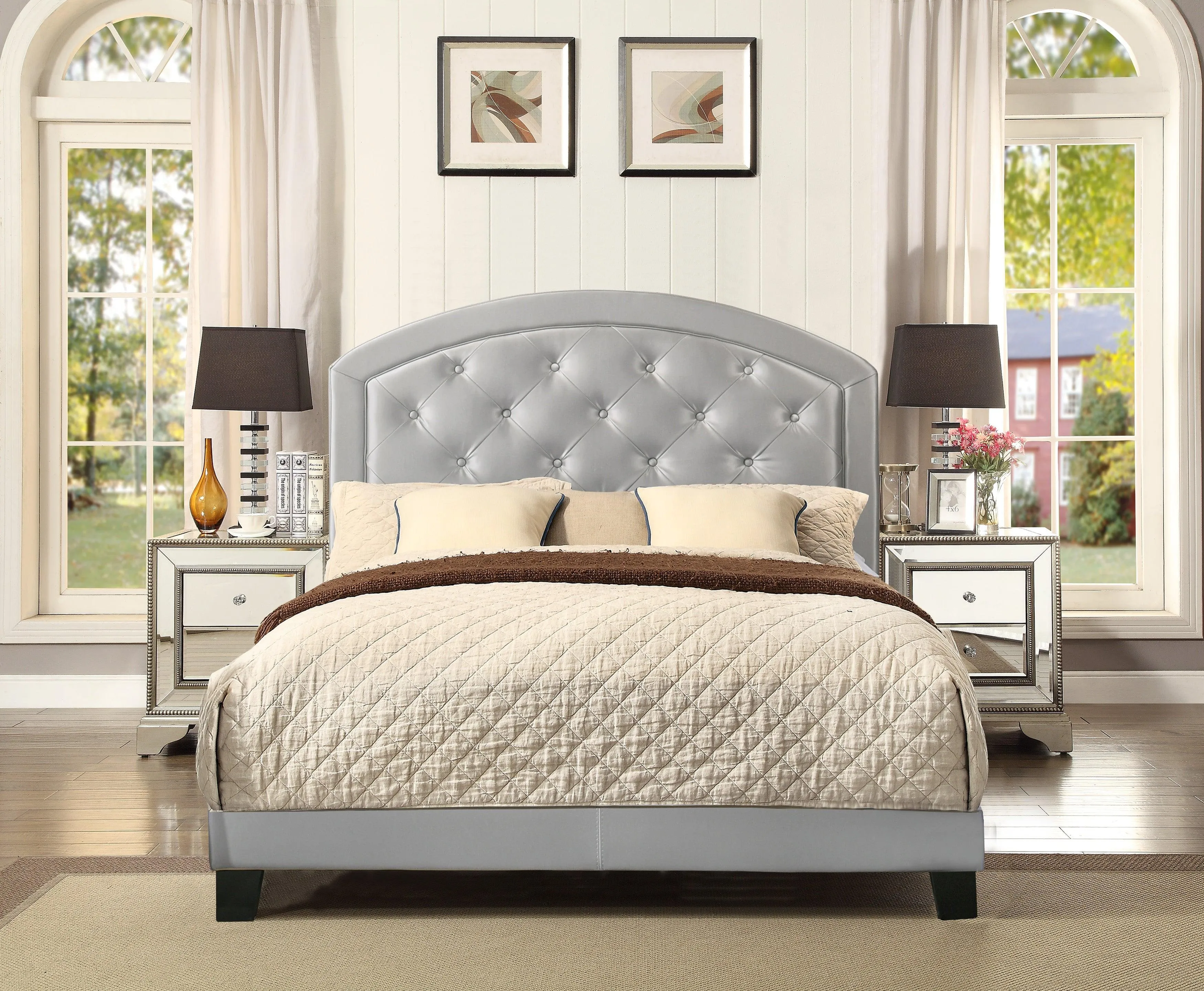 Gaby Silver Full Upholstered Platform Bed - Image 2